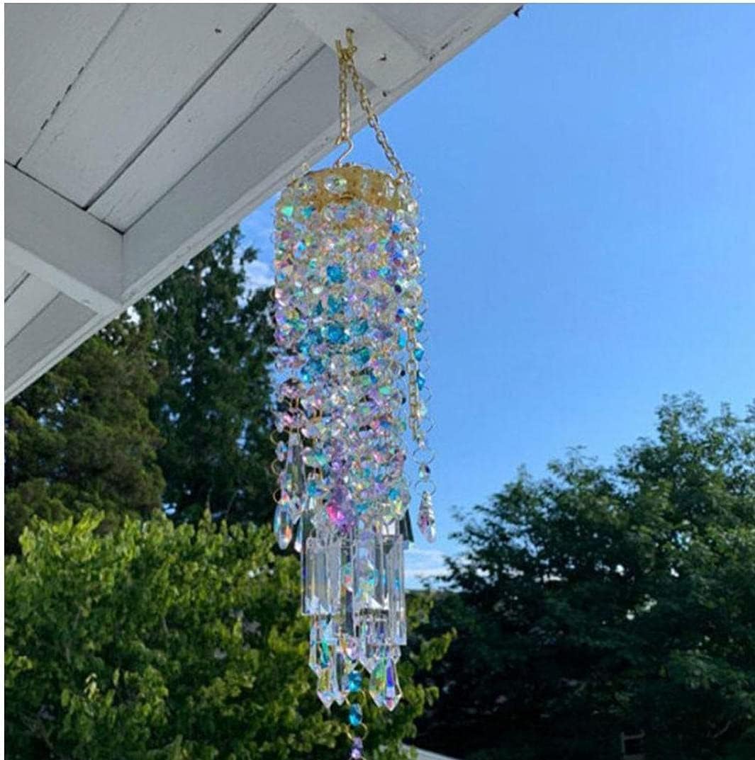 Wind Chimes for Garden, Decor Windchimes Premium Wind ChimesCrystal Wind Chimes Colorful Stunning Sparkling Windchimes for Outdoor Hanging Decor,for Courtyard Decoration