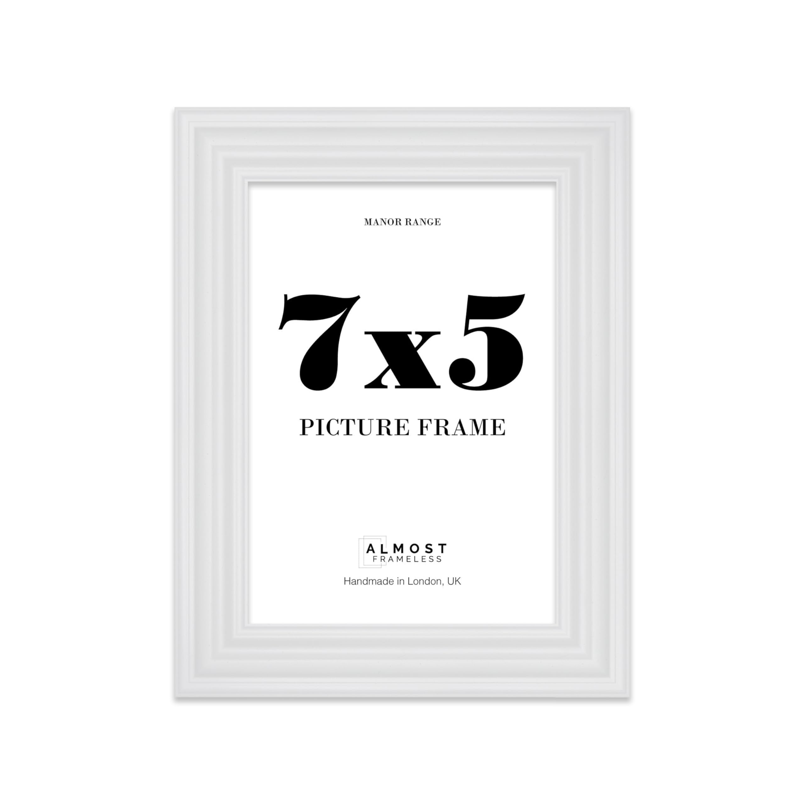 7x5 Picture Frame, Display 7x5 Pictures (17.8 x 12.7cm) - Ice White Rich-toned 42mm Edge Decorative Wall Display Frame - 1 Pack