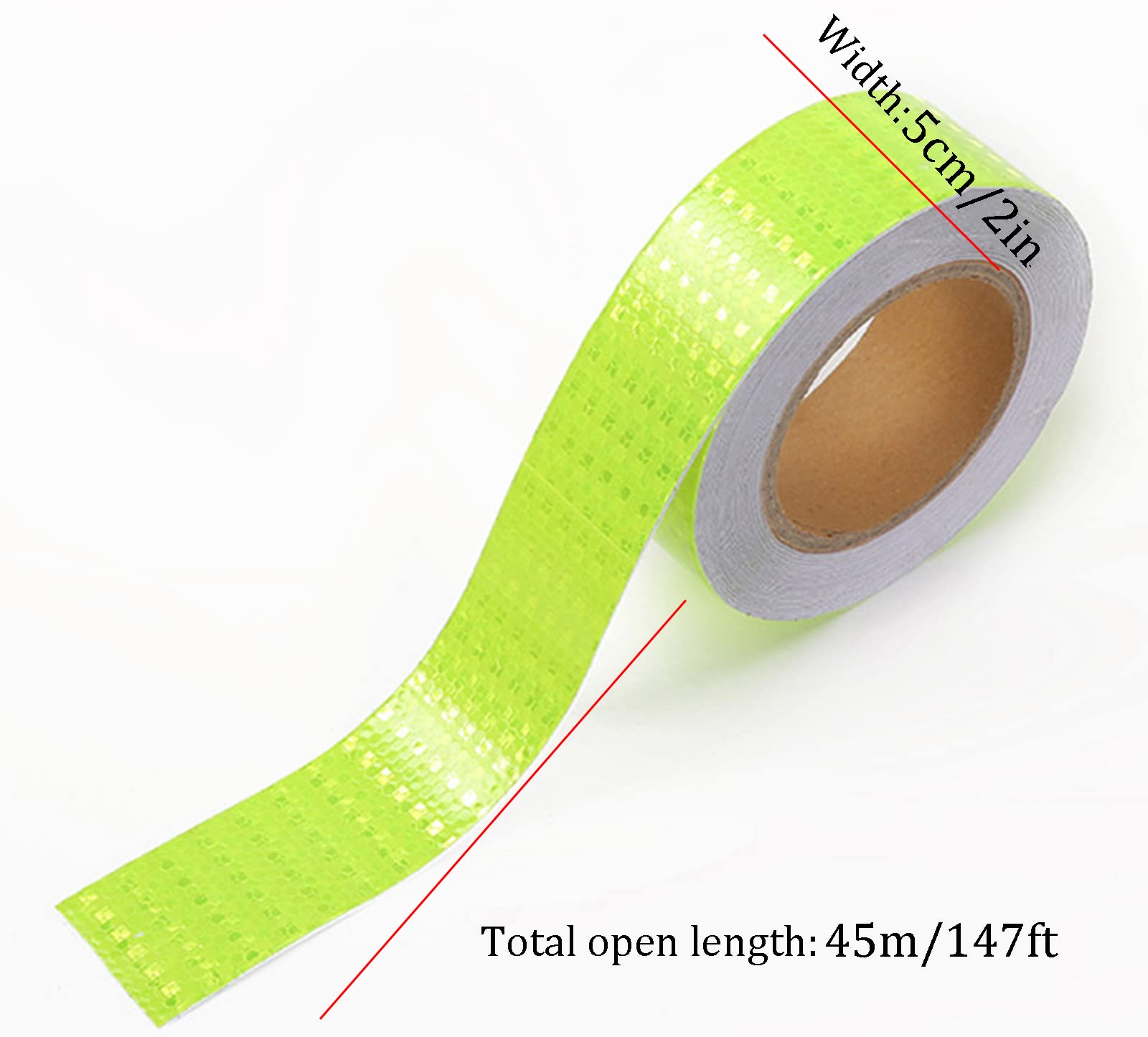 Nastro riflettente da 5,1 cm x 40,6 m, nastro di sicurezza ad alta visibilità, nastro di segnalazione per auto, bici, bicicletta, nastro giallo fluorescente