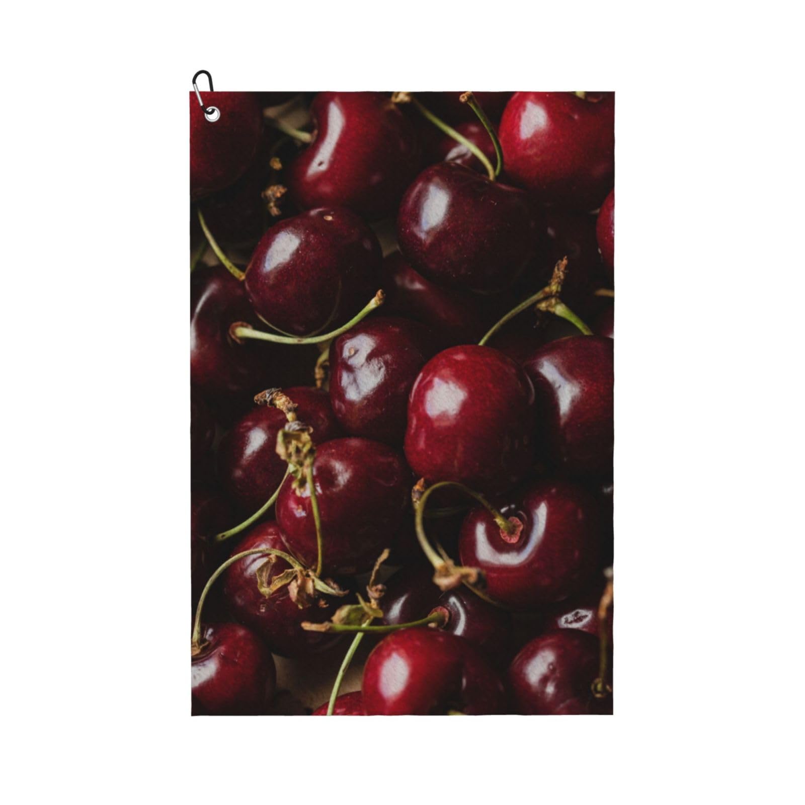 Hnnkloy Red Cherry, 16x24 in Portable Waffle Golf Towels with Carabiner Clip for Golf Bag
