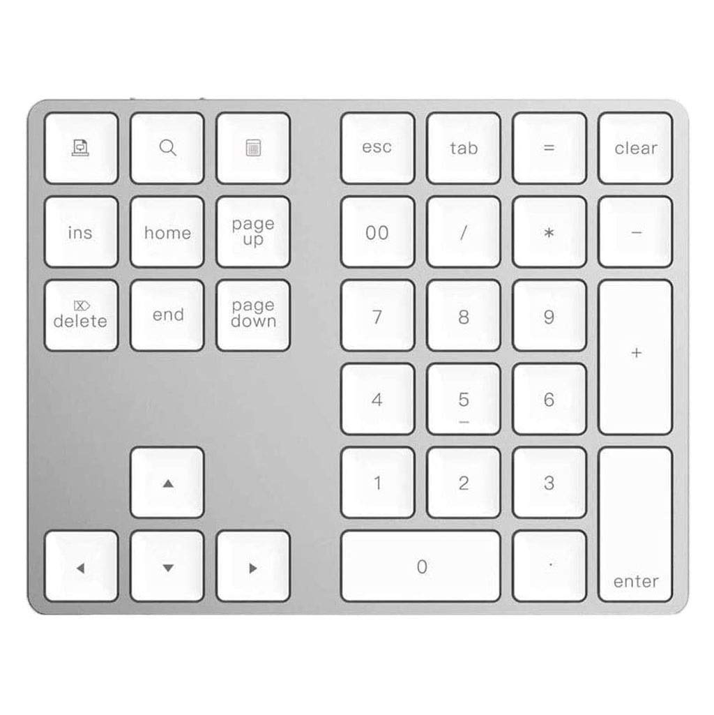 Tastiera numerica, 34 Tasti Portatili USB Tastierino numerico Wireless Ricaricabile Ultra-Silenzioso tampone numerico Esterno (Color : Silver)