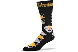 NFL Packers - Steelers Adult Team Logo Fan Nation Black Argyle Crew...