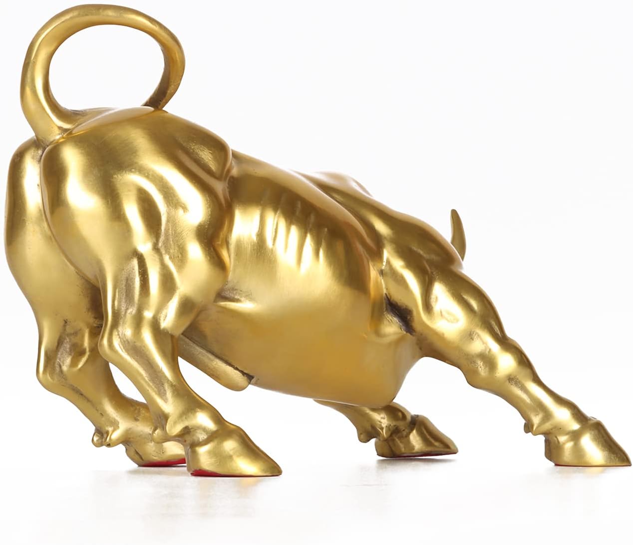 NILEEBUKER 10.2" L Wall Street Bull Statue Golden Bronze Charging Bull Home Office Decor