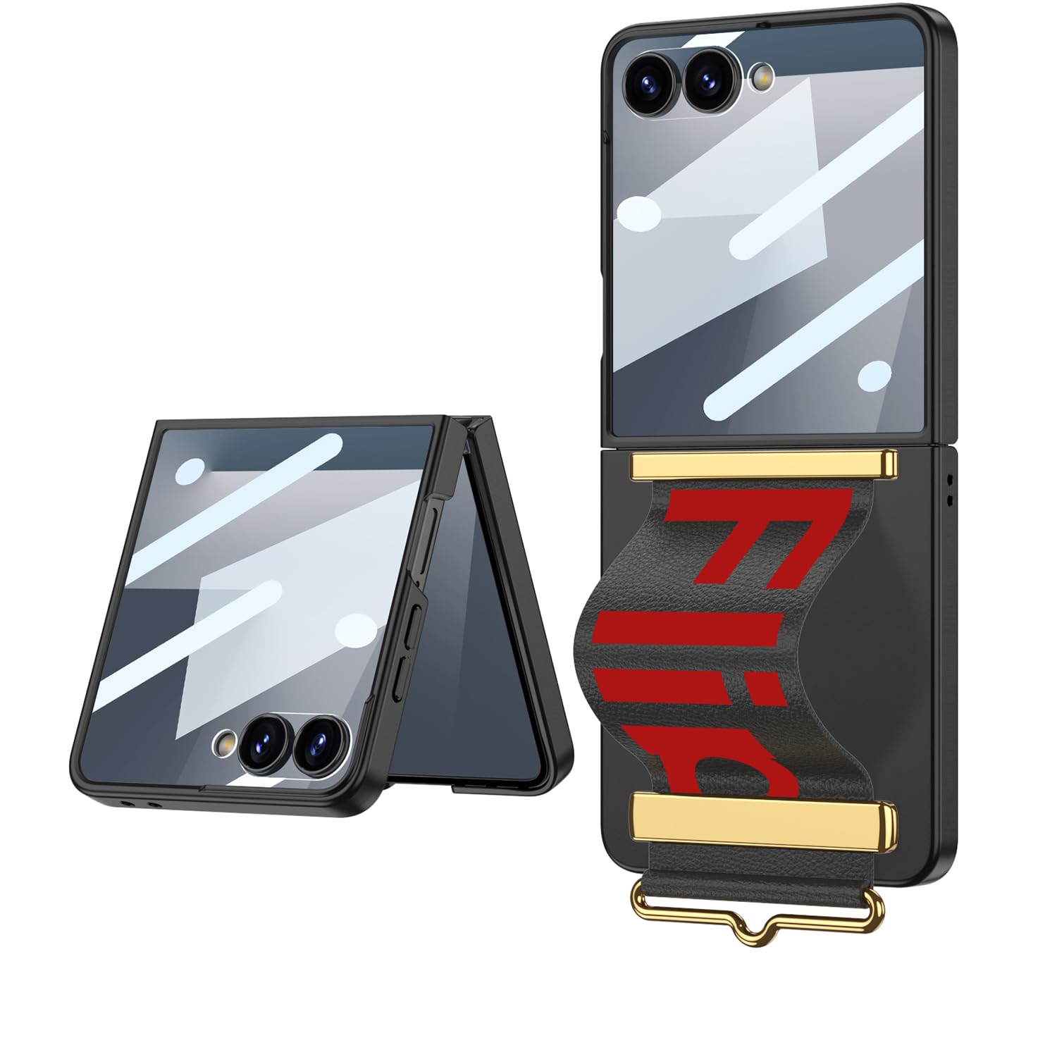 COQUE Étui pour Galaxy Z Flip 7, de Protection intégrale avec Bracelet et Support vidéo, étui Pliable pour Samsung Galaxy Z Flip 7 5G-Noir