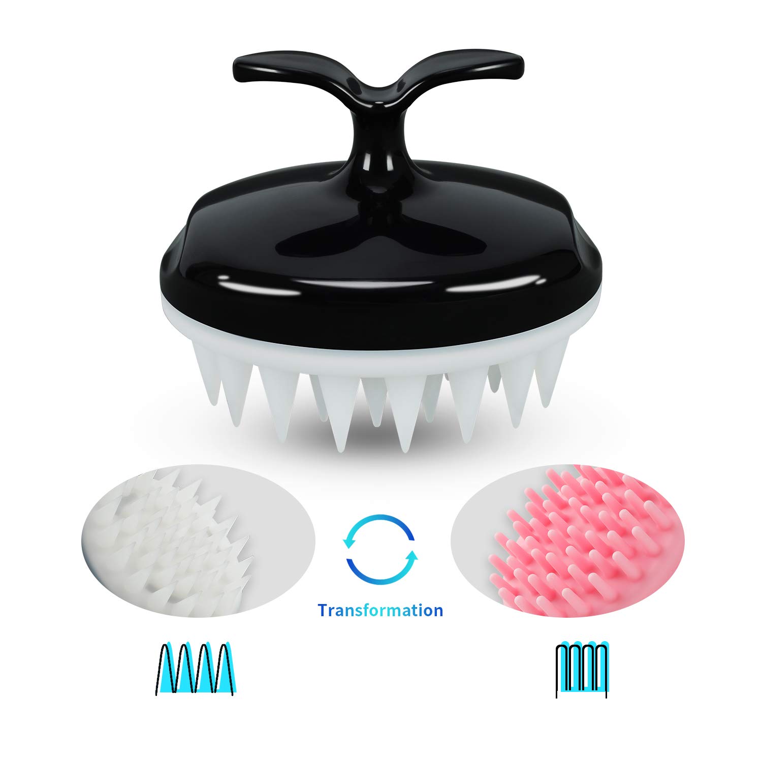 Hair Scalp Massager Shampoo Brush, Handheld Scalp Care Hair Brush with Soft Silicone, Shower Scalp Massager, Comfortable Head Scrubber for All Hair Types, Black&Green