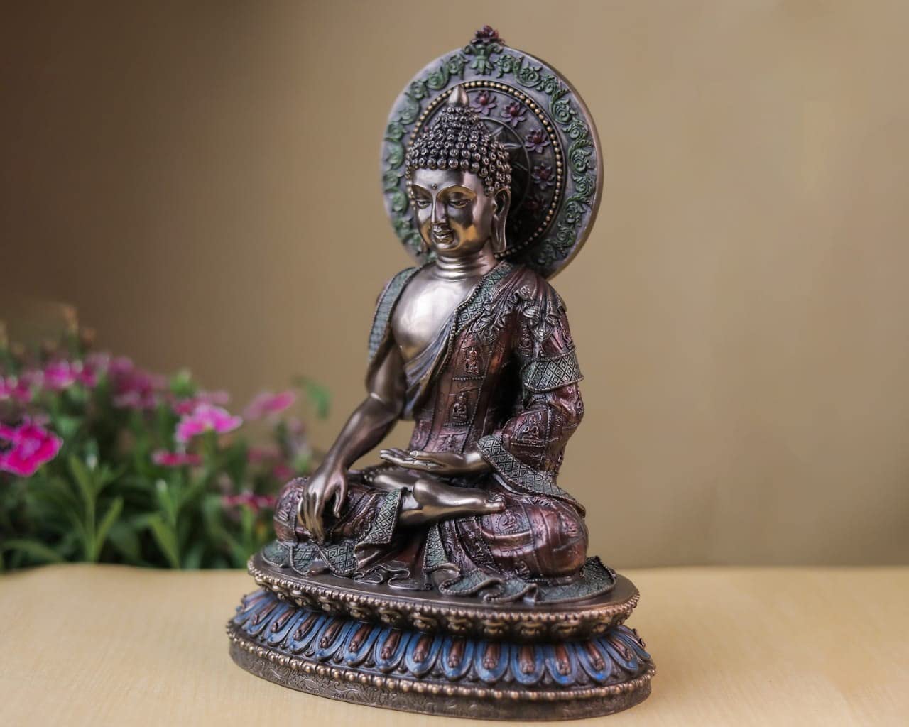 Ídolo de Buda, 27 CM Big Bonded Bronze Earth Witness Shakyamuni Buddha Statue, Siddharth Gautam, templo budista sala de meditación