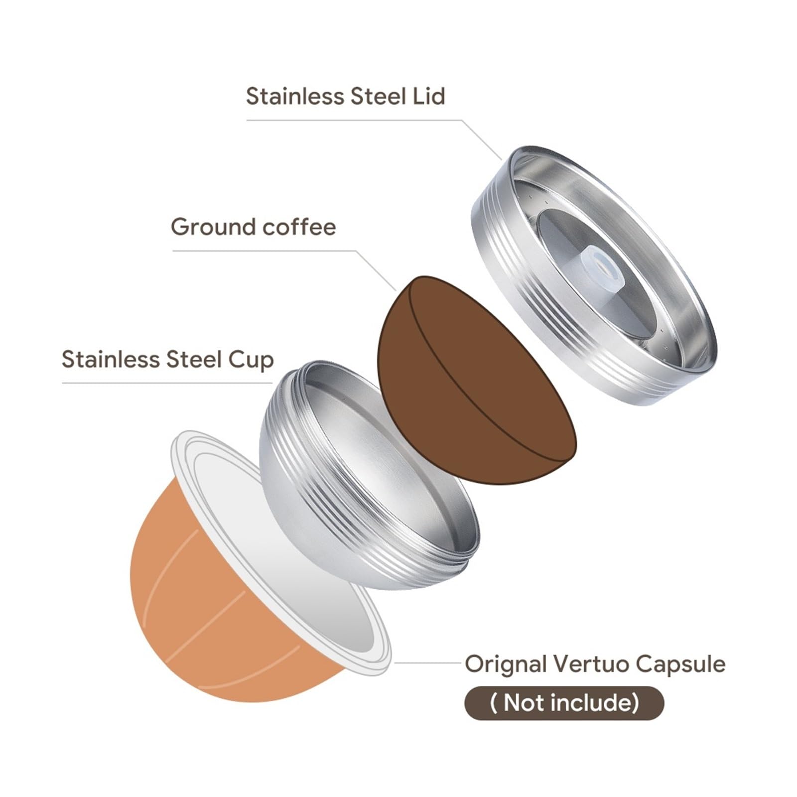 Cápsula Reutilizable Pop, Filtro De Café Recargable, Cápsula De Acero Inoxidable, Compatible Con ICafilas, Compatible Con Nespresso, Next(1PCS)