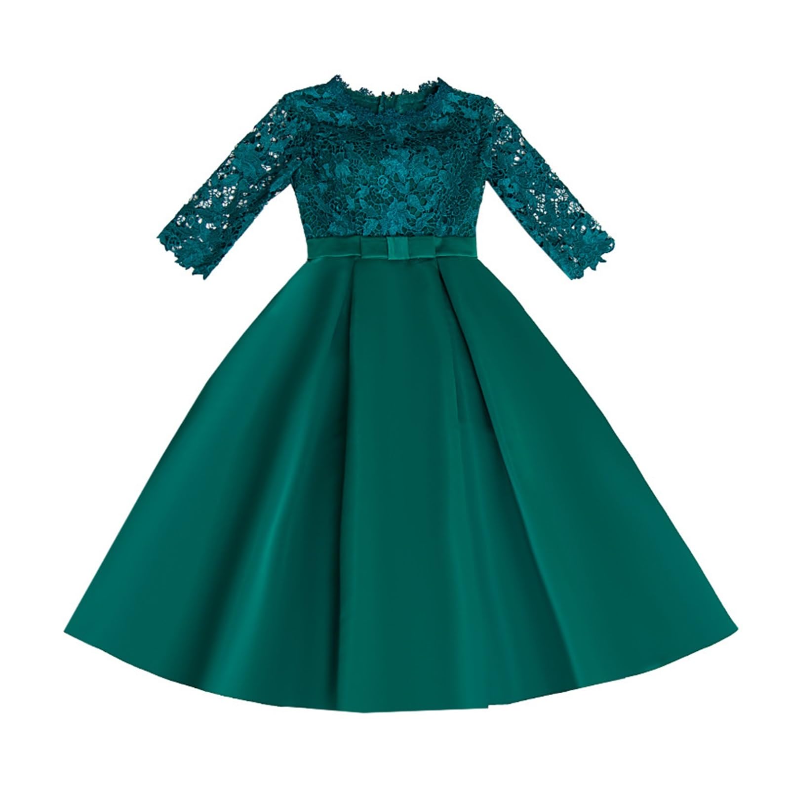 Vestidos de Dama de Honor Vestidos de Dama Honor Verdes for Boda, Encaje, Media Manga, hasta la Rodilla, satén, for, for Fiesta para la Noche