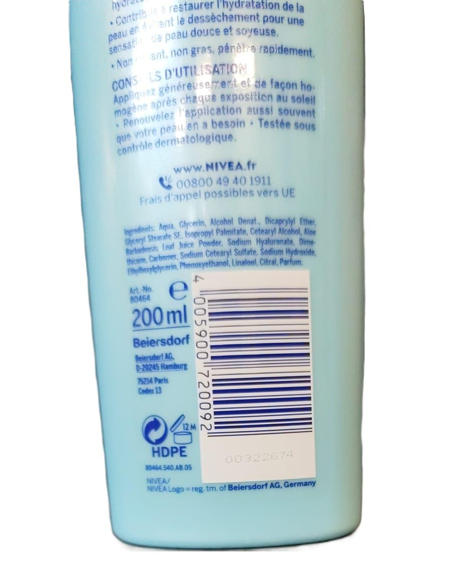 Lote de 6 lociones hidratantes Nivea After-Sun con aloe vera, 200 ml