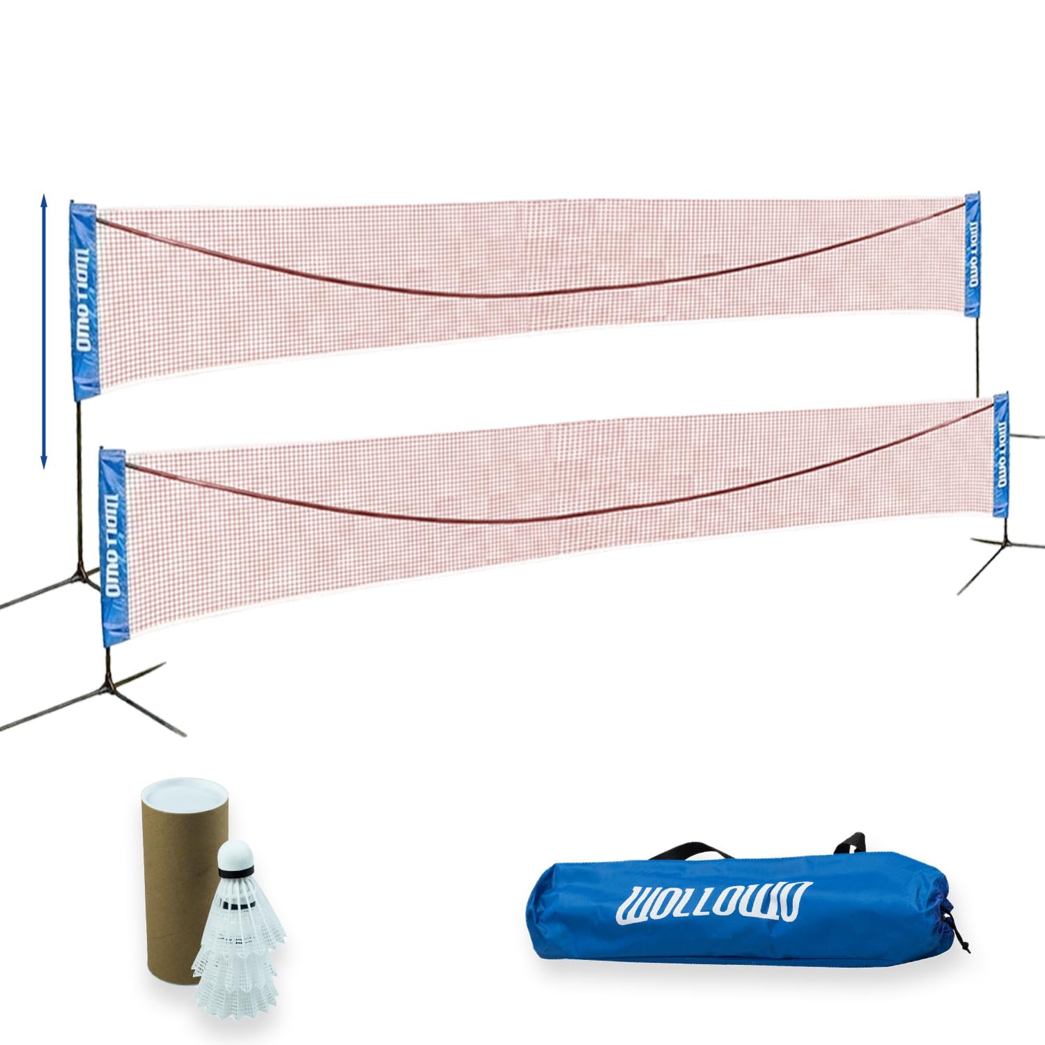 Wollowo 6m Foldable Portable Badminton Volleyball Net Frame Stand, FREE Shuttlecocks and Carry Bag