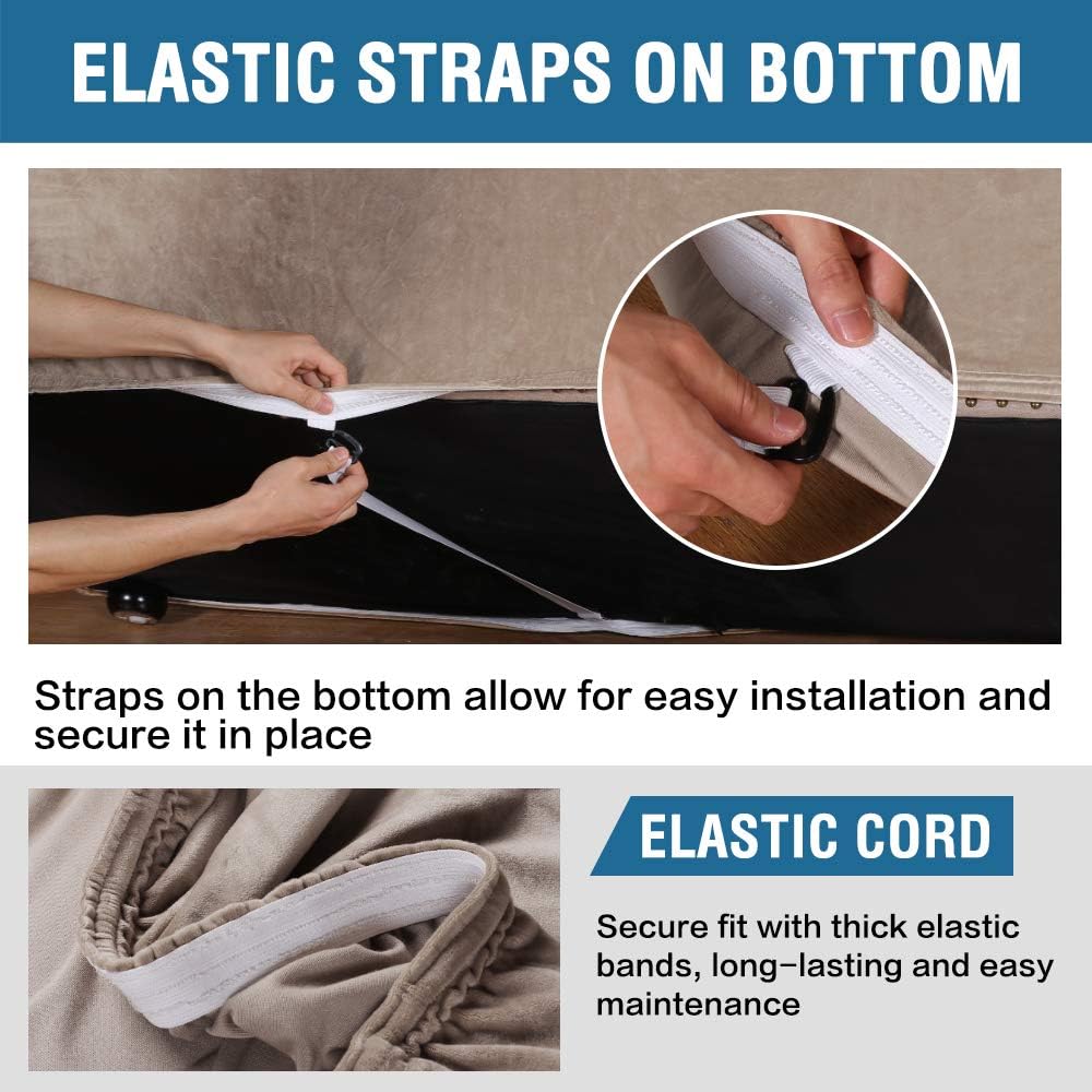 H.VERSAILTEX Stretch Velvet Loveseat Covers for 2 Cushion Couch Covers for Living Room Sofa Covers Slipcovers with Non Slip Straps Bottom, Ultra Thick Comfy Velour (Width 58"-72", Deep Teal) : Home & Kitchen