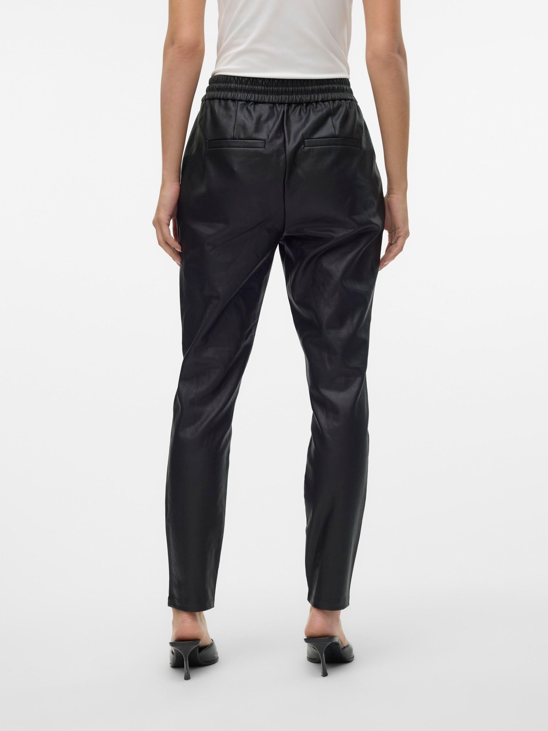 VERO MODA Pantalon en Simili-Cuir VMEVA Taille Moyenne Pantalons