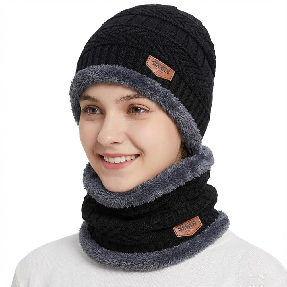 (𝐒𝐩𝐞𝐜𝐢𝐚𝐥 𝟏𝟓 𝐘𝐞𝐚𝐫𝐬 𝐖𝐚𝐫𝐫𝐚𝐧𝐭𝐲 Winter Beanie & Scarf Combo for Men & Women | Warm Knit Cap and Neck Muffler for Skiing, Hiking, Cycling, Cold Weather & Outdoor Use-image-13