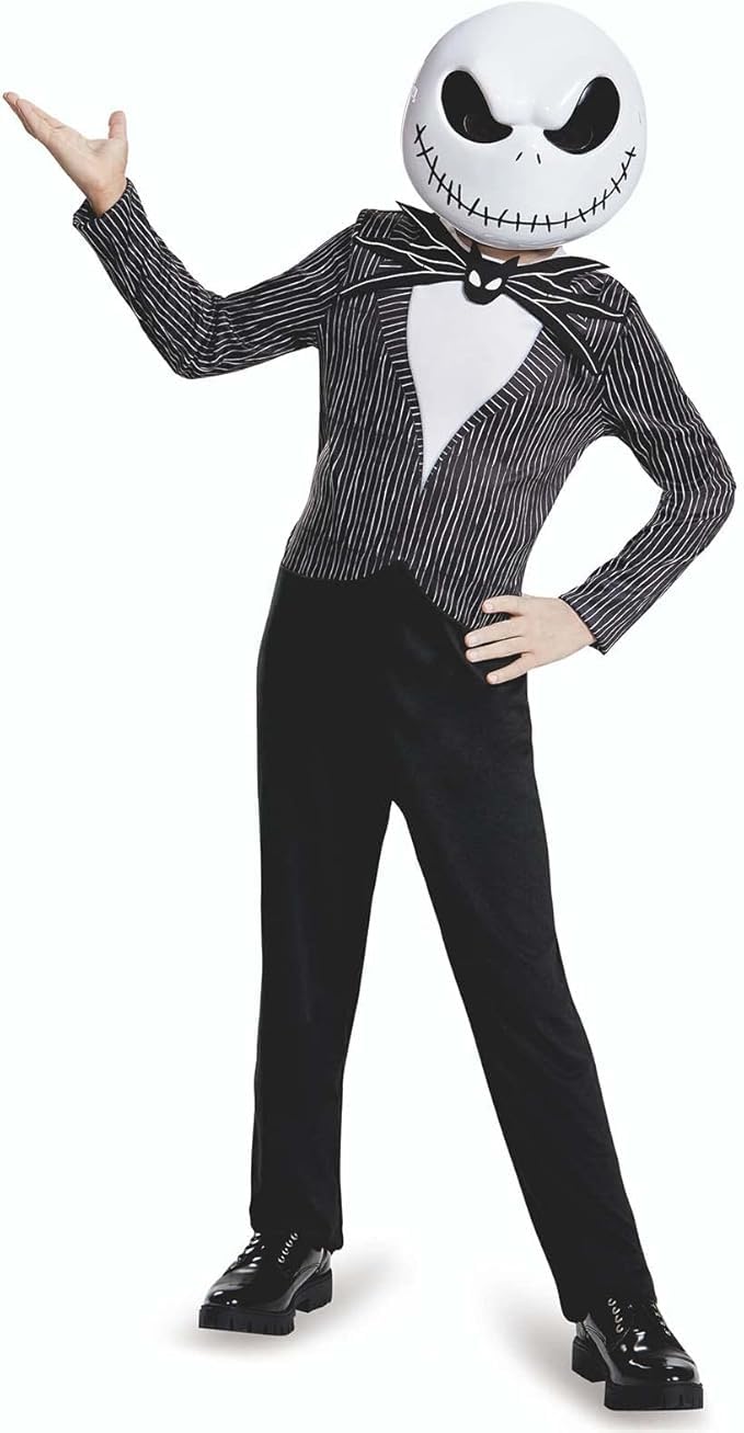Disney Official Classic Nightmare Before Christmas Jack Skellington Costume Kids with Mask, Suit Fancy Dress Halloween Costumes for Kids Size S