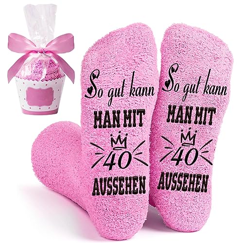 Lustiges 40. Geburtstagsgeschenk Für Frauen - Socken Mit Spruch & Schlüsselanhänger Set