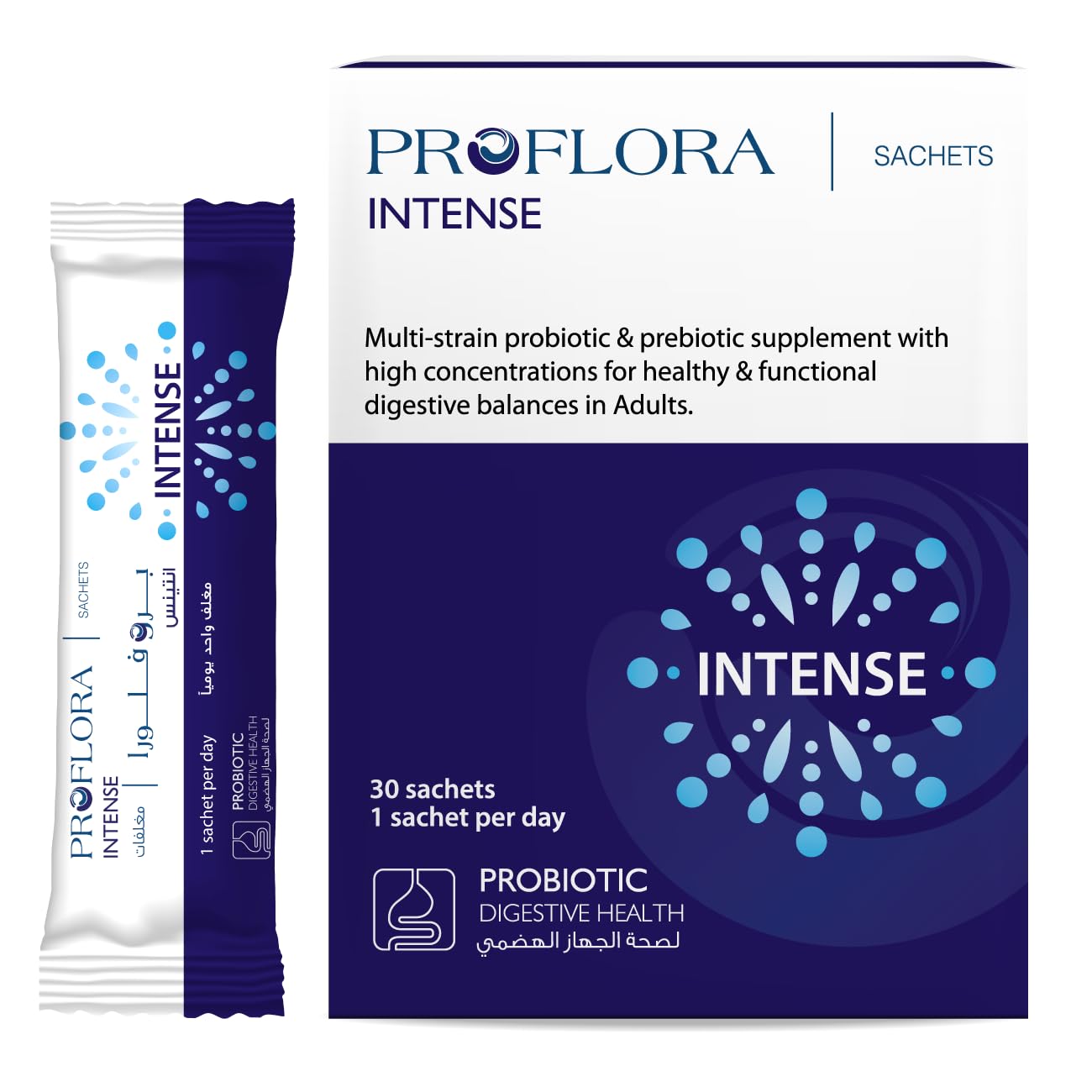 Proflora Intense 40 Billion 12 Strains 1g Sachets - High-Strength Multi-Strain Probiotic with Live Cultures for Digestive Wellbeing, Easy-Mix 1g Sachets for Adults Wanting Extra Support