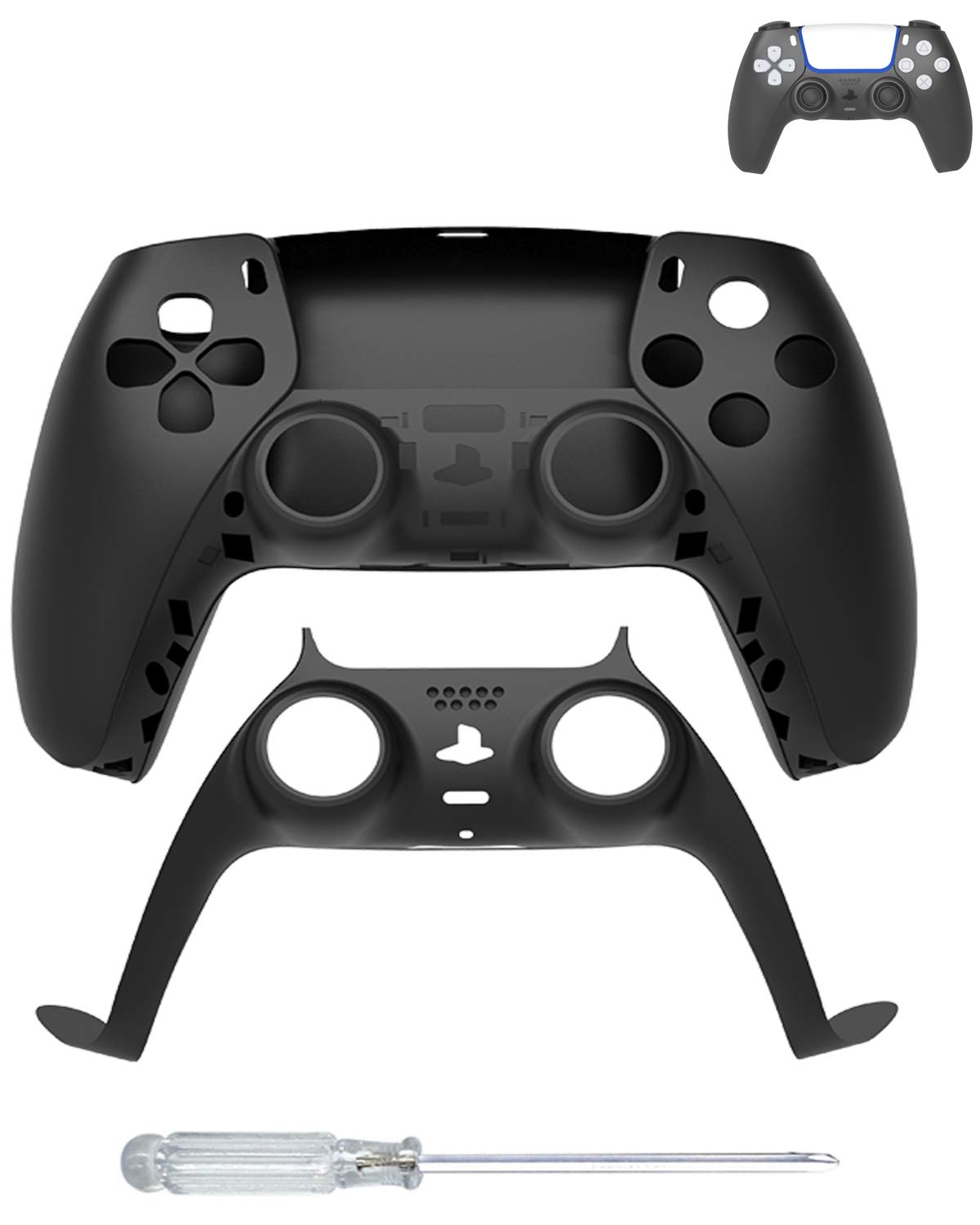 PS5 Controller Replacement Shell, arVin Custom DIY Faceplate Replacement Controller Housing Shells Case Set, PS5 Skin Wrap Cover Color Decoration Accessories for Sony Playstation 5 Dualsense (Black)