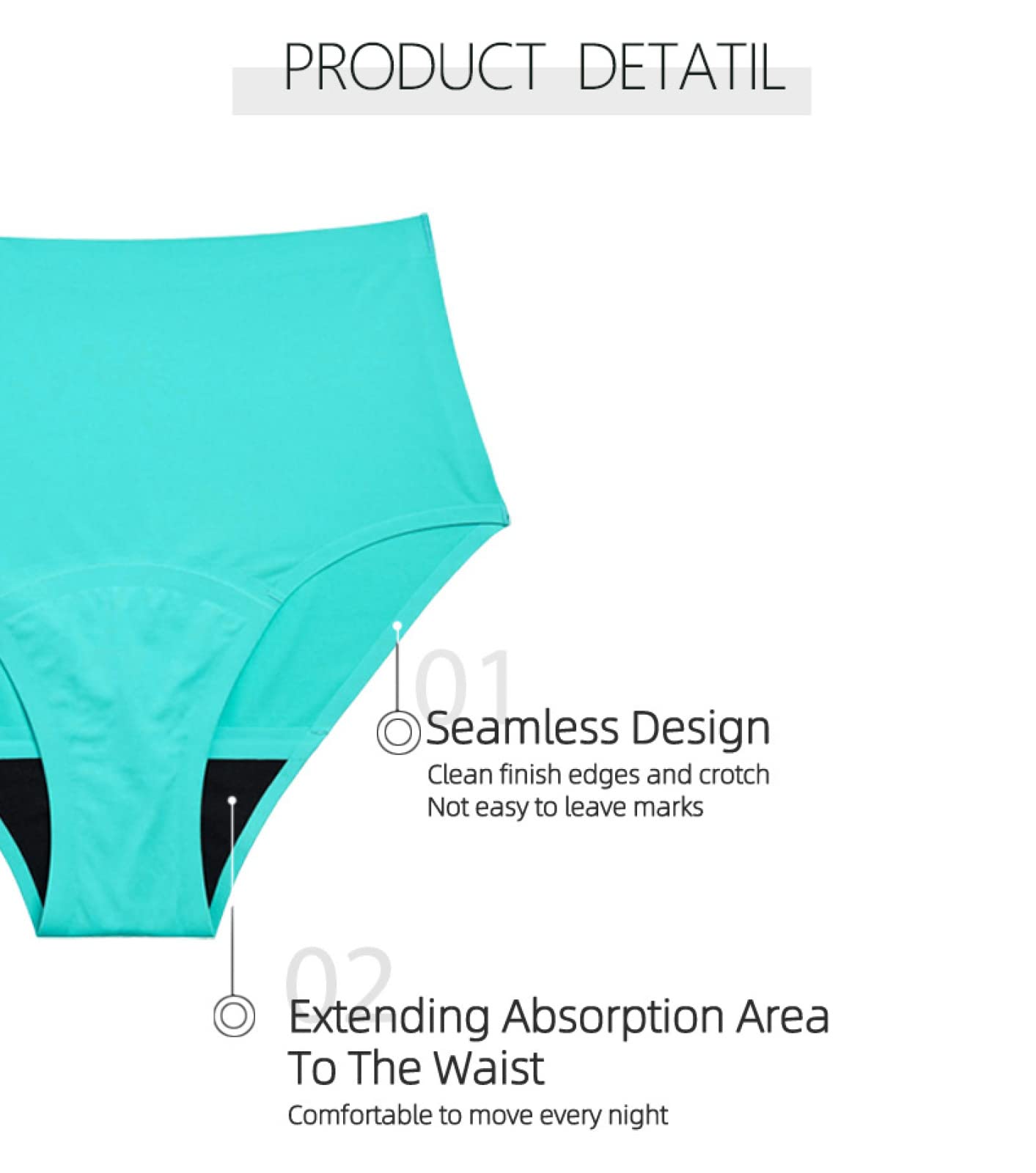 Bragas Mujer 3/5 Uds Pantalones menstruales para Mujer Pantalones a Prueba de Fugas para la tía Grande Pantalones Inferiores de algodón Sanitario Pantalones Transpirables de Cintura Alta