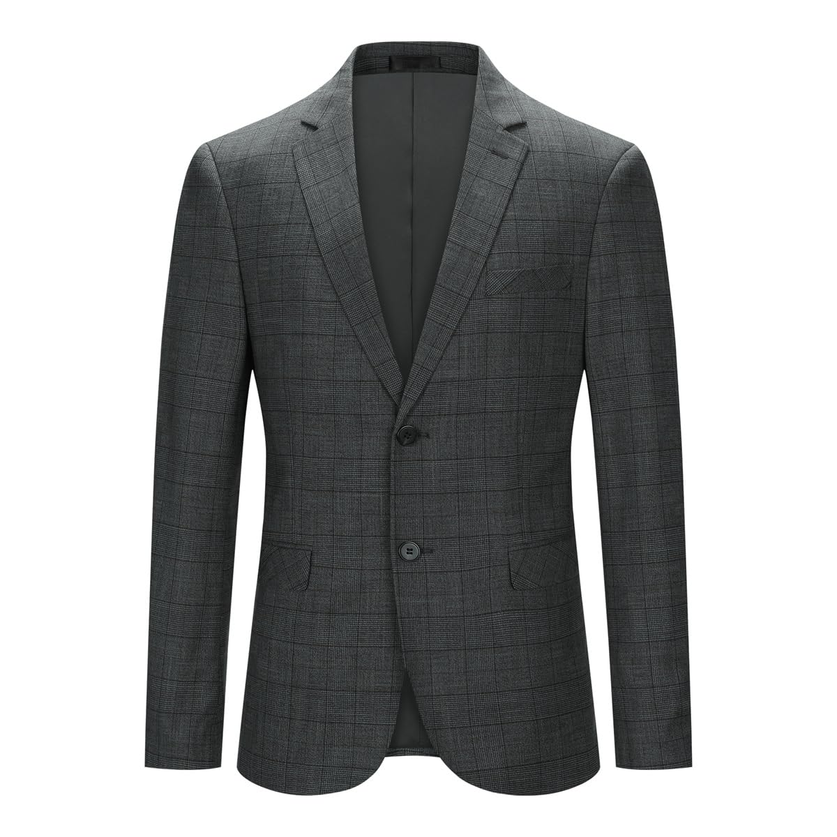 YFFUSHIMen's Plaid Blazer Jacket Slim Fit Two Button Lightweight Business Casual Sport Coat