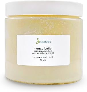 Soapeauty Raw Mango Butter 100% pure natural | Body, Hair & DIY Projects | Non GMO, No Preservatives, Vegan | 16 oz