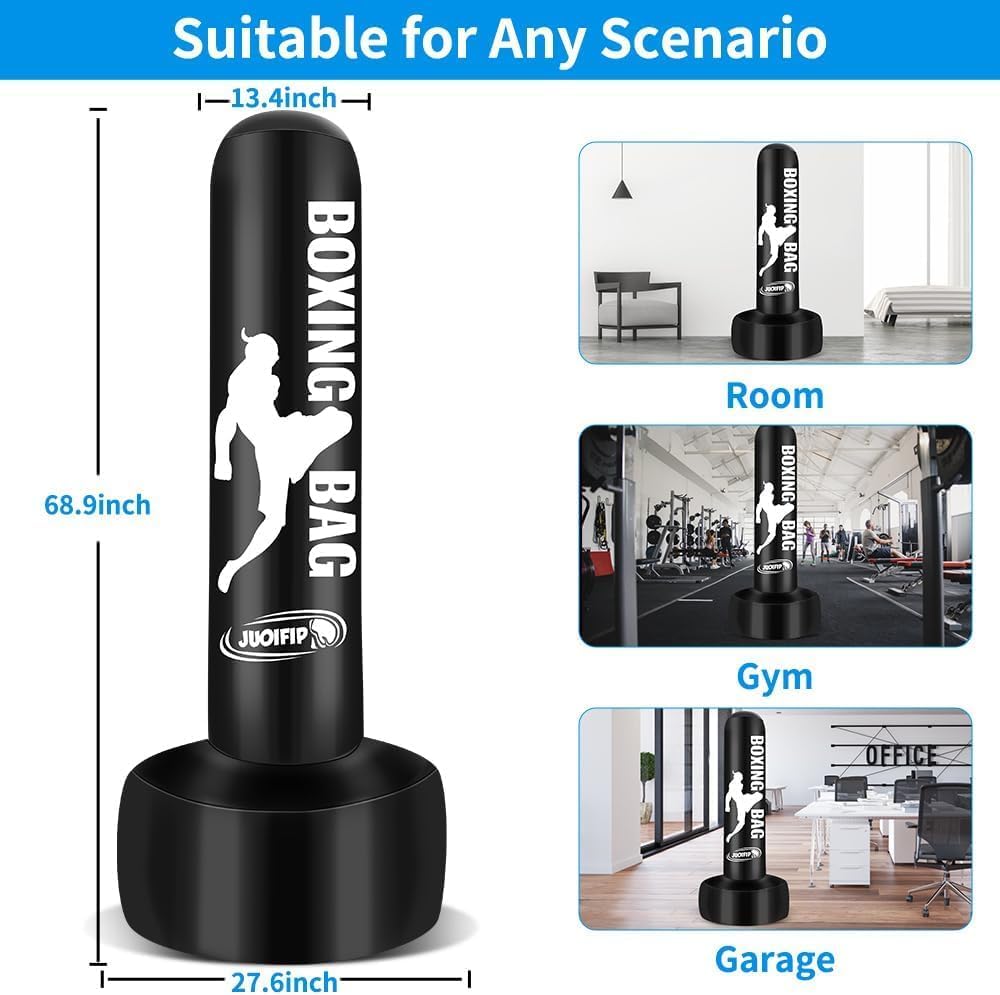 180cm Pesado Saco de Boxeo Adultos, Freestanding Saco de Boxeo Inflable Kickboxing Bolsa para Entrenamiento MMA Muay Thai Fitness