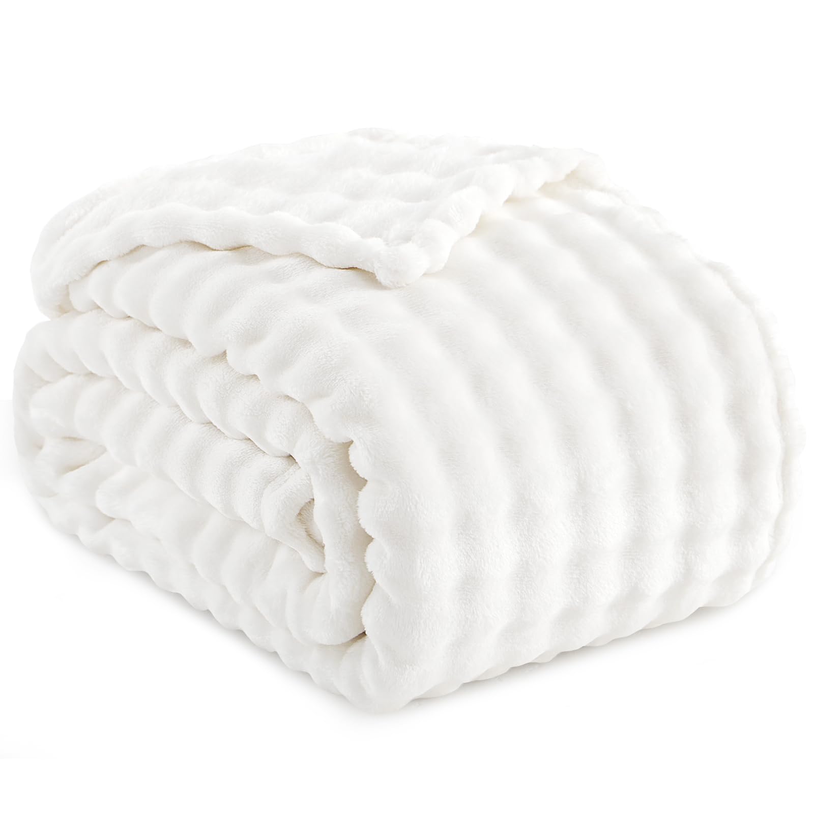 RUIKASI Bubble Decke Kuscheldecke Flauschig Weiß - 150x200cm Sofadecke & Couchdecke aus Plüsch, Warme Fleece für Wohnzimmer Deko Blanket, Dicke Wohndecke