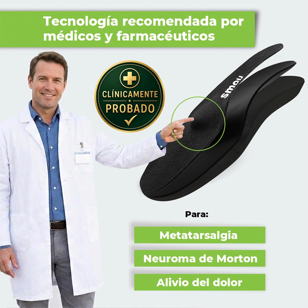 Plantillas Metatarsalgia SMOU Meta para Neuroma de Morton Dolor Metatarsal Almohadillas Metatarsianas Memory Foam Amortiguación Hombre Mujer