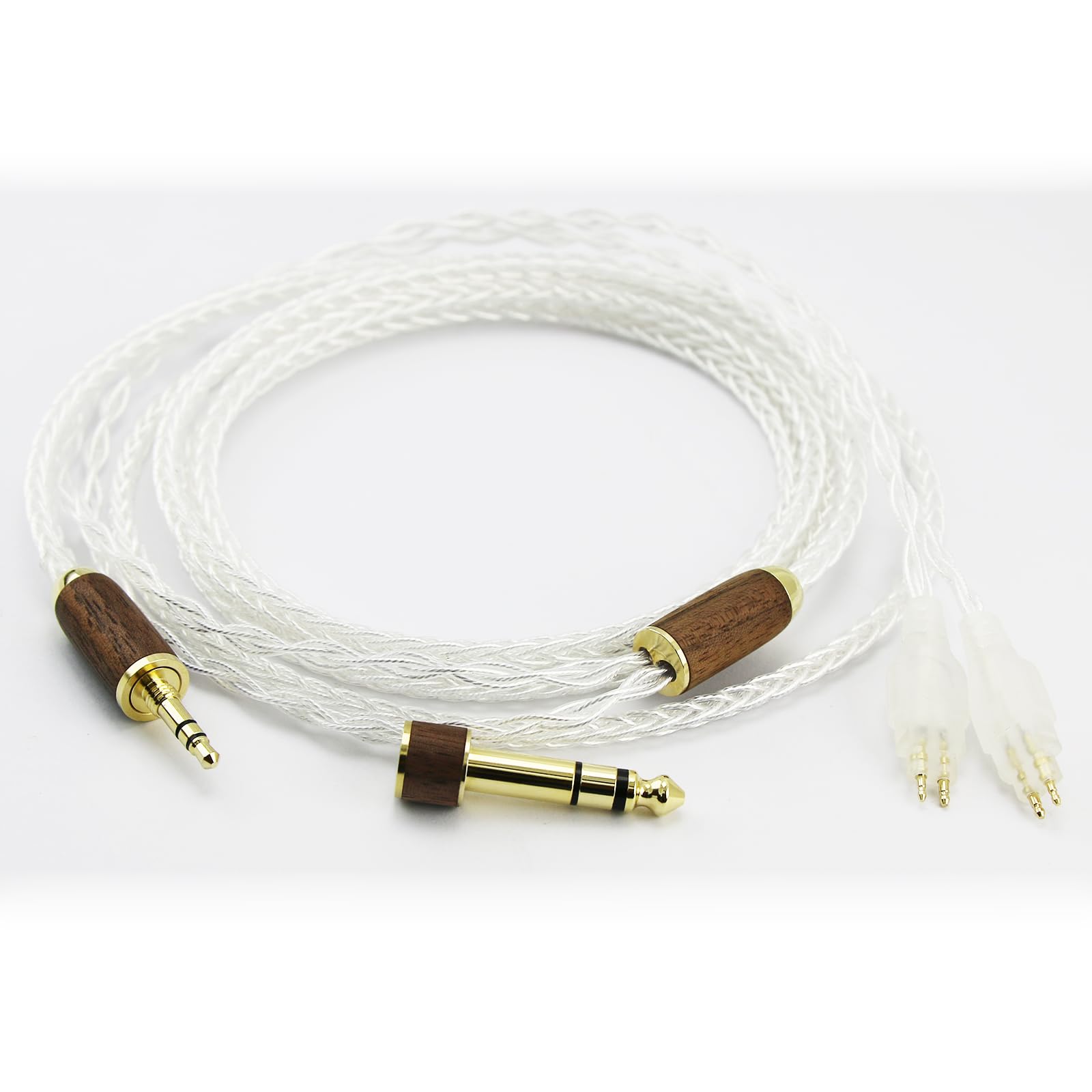 NewFantasia Cavo audio di ricambio compatibile con cuffie Sennheiser HD650 HD600 HD580 HD660S HD660S2 HD58X HD6XX 6N OCC rame placcato argento cavo guscio in legno di noce adattatore 3,5 mm/6,35 mm