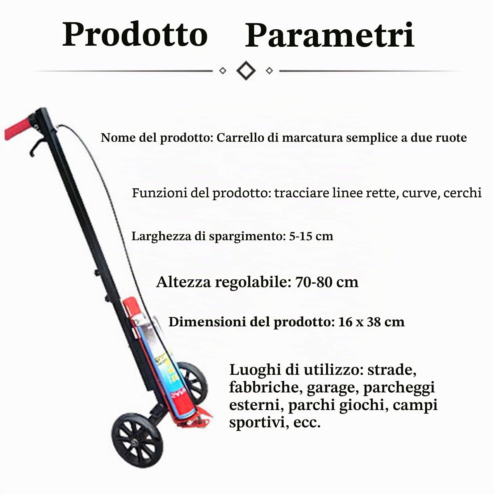 Generic Macchina per la marcatura della vernice a spruzzo stradale, gamma di larghezza 5-15 cm, può disegnare linee rette, curve, cerchi, ideale per strade, fabbriche, garage, stadio, macchina per la