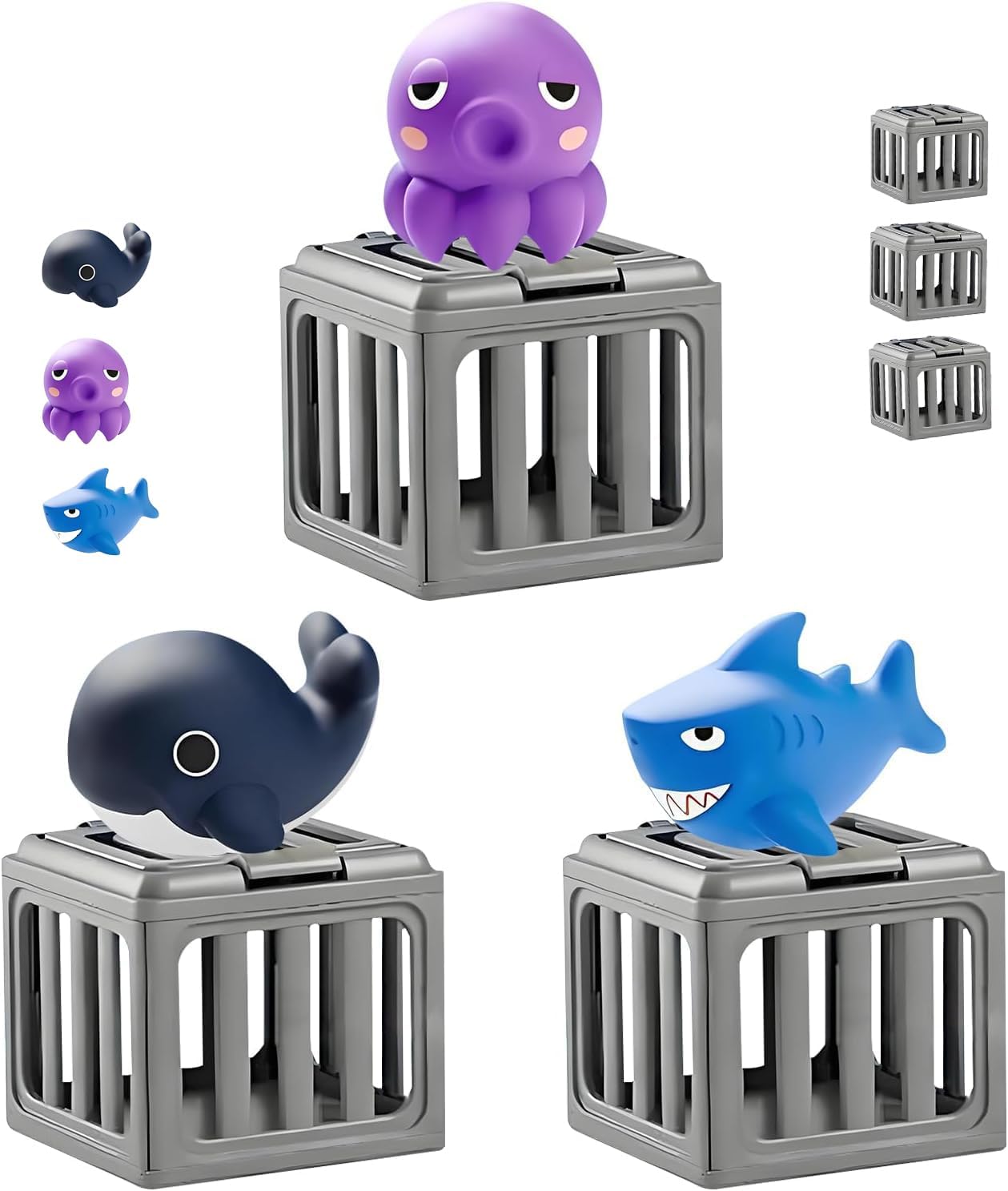 3PC Underwater Dive Rescue Toys, Pool Diving Toys with Storage Fish Box, Colorful Animal Pool Sinkies Swimming Training Game Teenagers and Adults, Summer Beach Party Gift