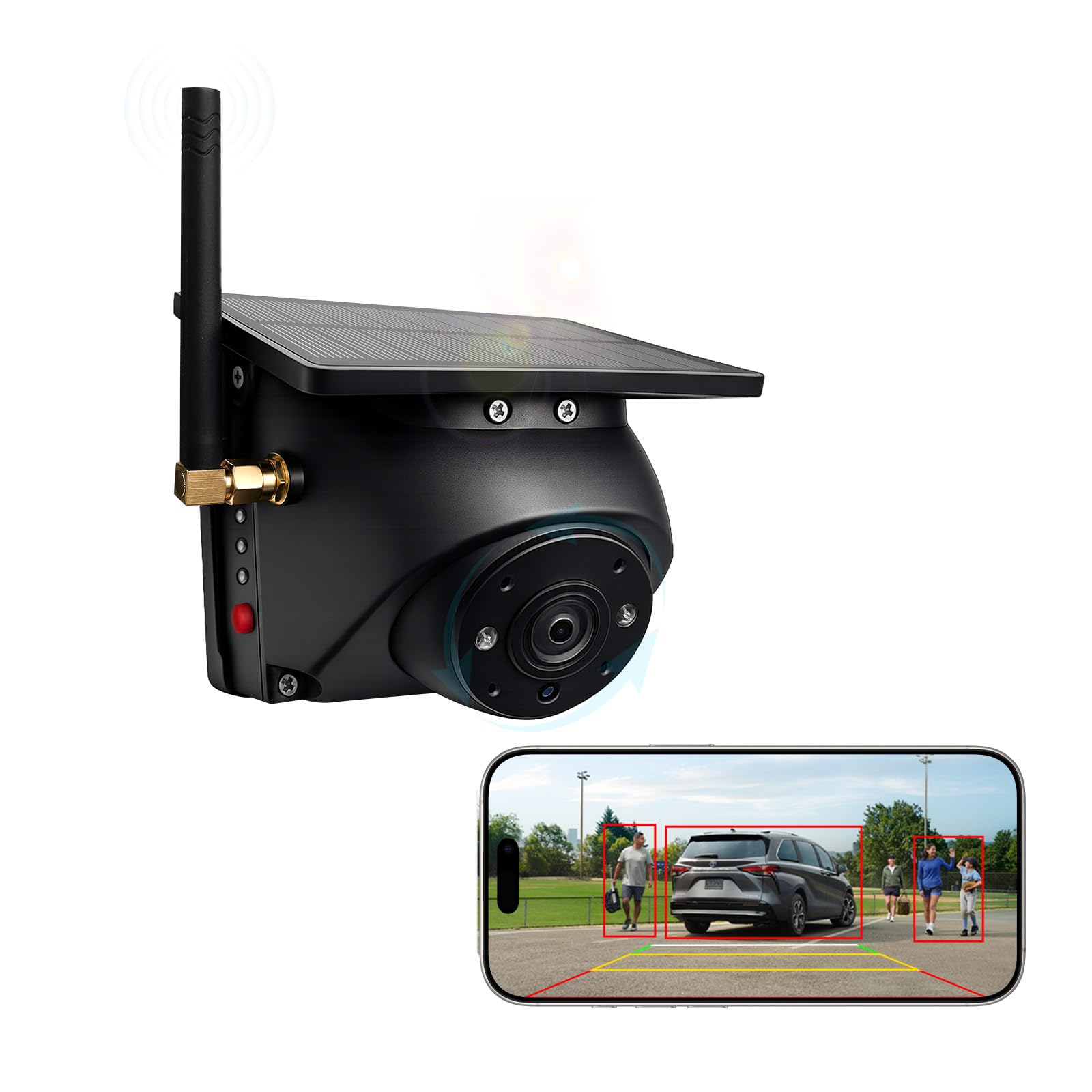Portable Wireless Backup Camera Magnetic Solar WiFi Rear View Camera for RV | 1080P HD Night Vision AI BSD Detection Alert 9600mAh Battery No wiring Phone App Control Adjustable Camera for Truck Trailer-image-16