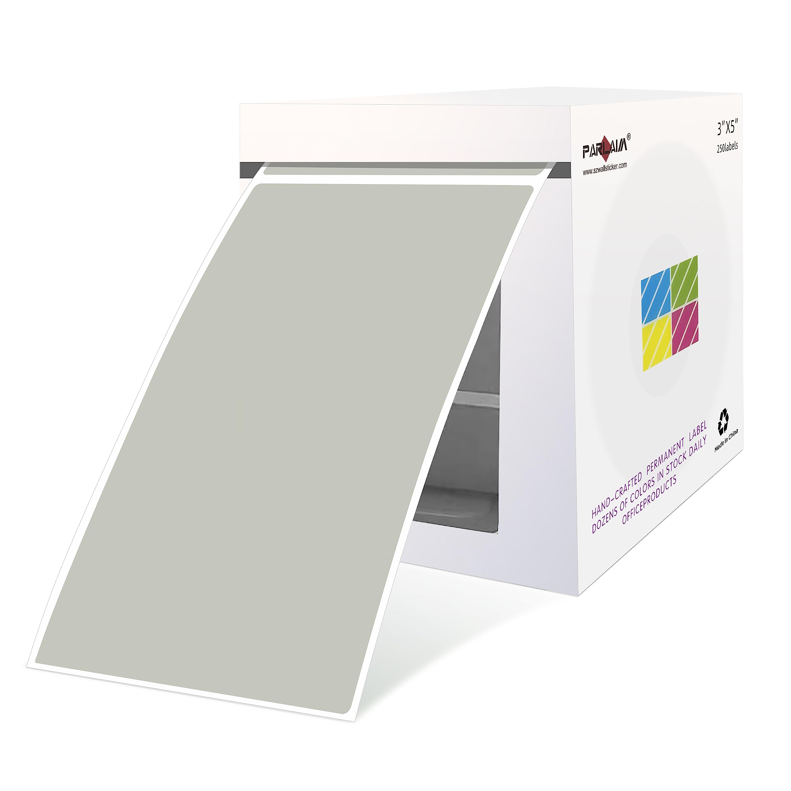 PARLAIM 3 etiquetas rectangulares de 5 pulgadas, etiquetas adhesivas de codificación de colores, 250 etiquetas cuadradas permanentes para caja de mudanza (gris)
