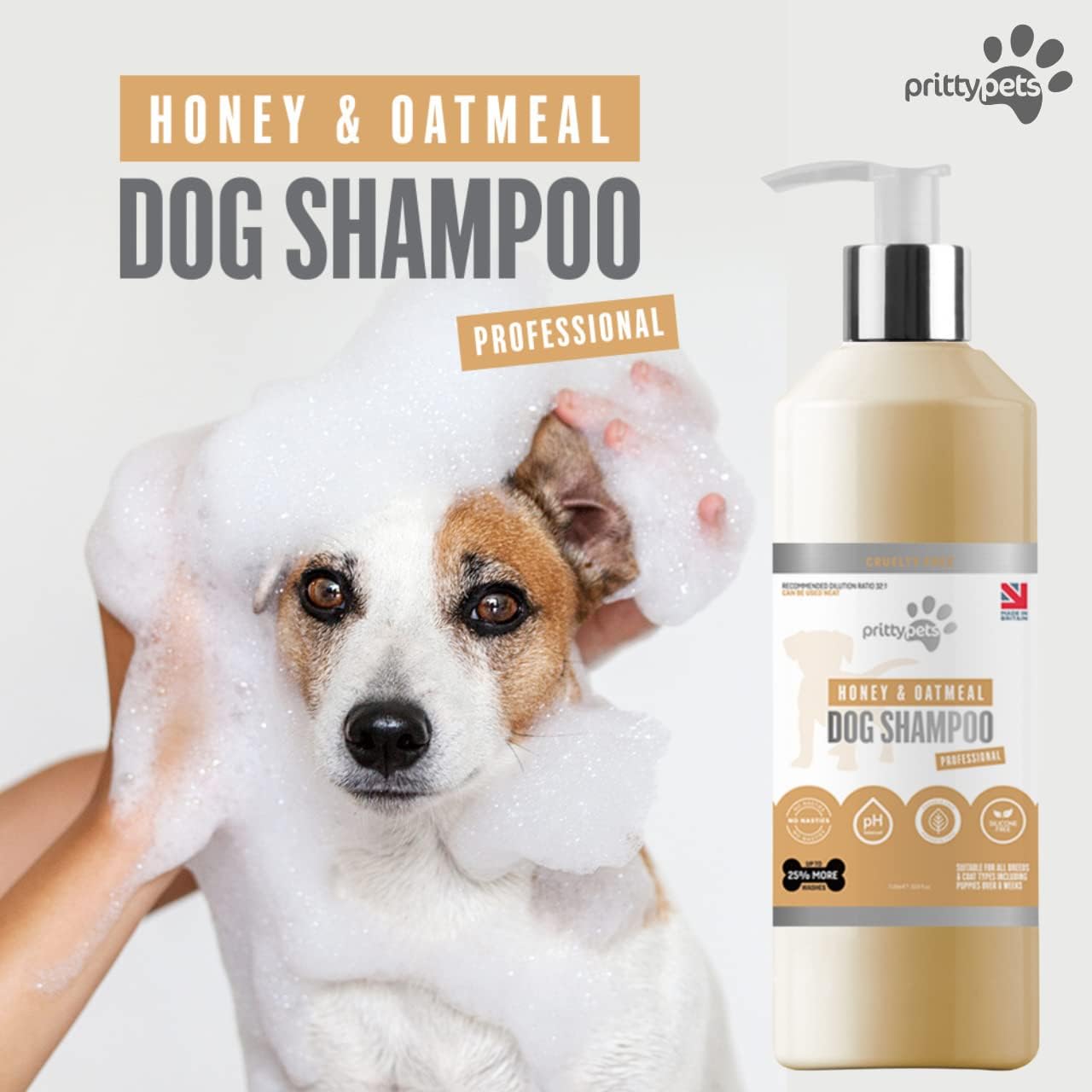 Oatmeal Dog Shampoo PRITTY PETS Oatmeal Shampoo for Dogs Professional