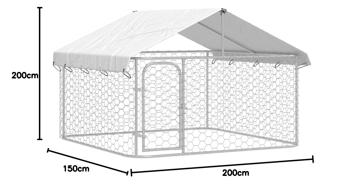 Générique Chenil extérieur avec Toit 200x200x150 cm,Niches & enclos pour Chiens,19.35KG-171498