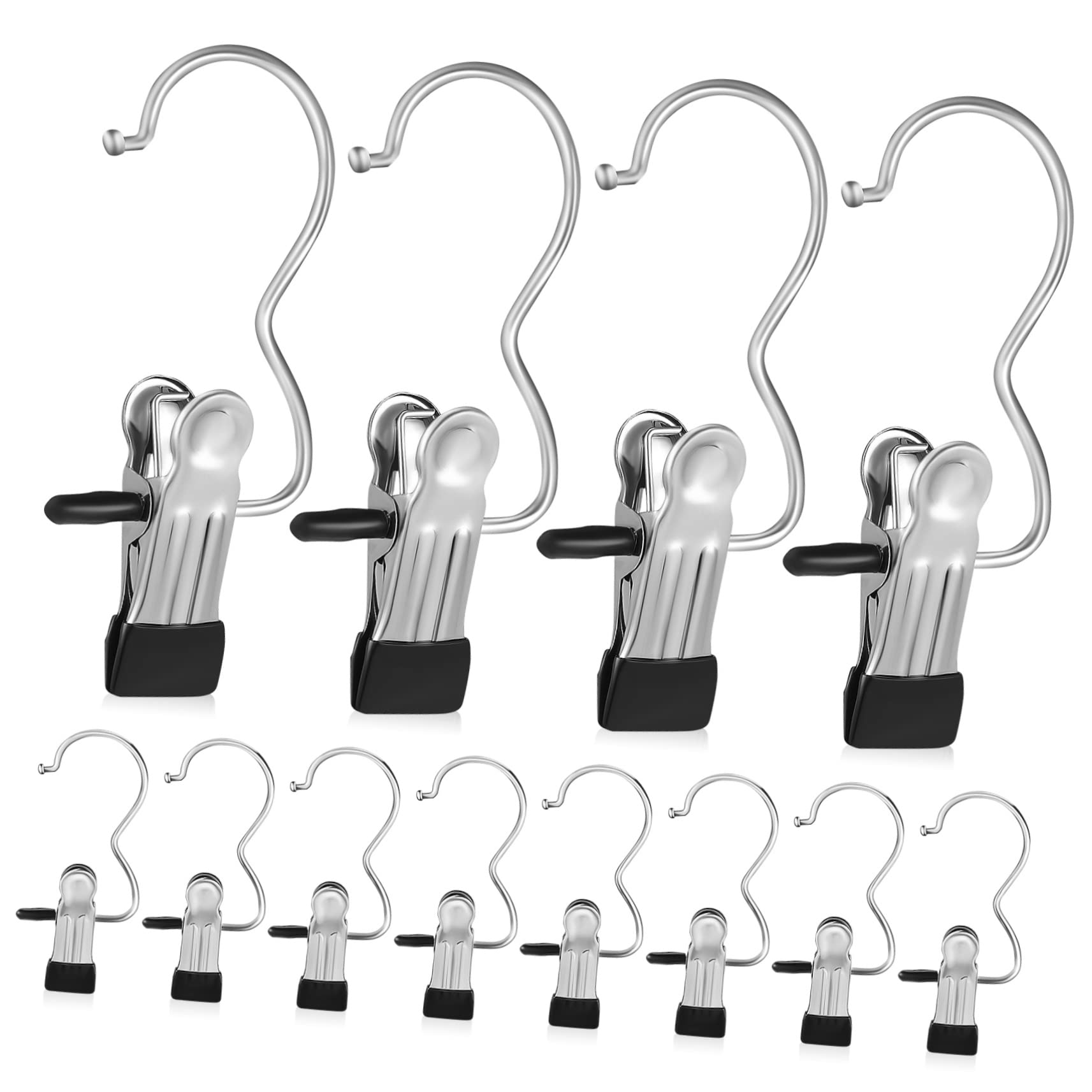 KOMBIUDA 12 Pcs Folder Hangers for Pants Boot Hangers Pants Hangers Closet Clips Laundry Hooks with Clip Boot Clips for Hanging Boots Hangers Pant Hooks for Closet Curtain Clips Iron