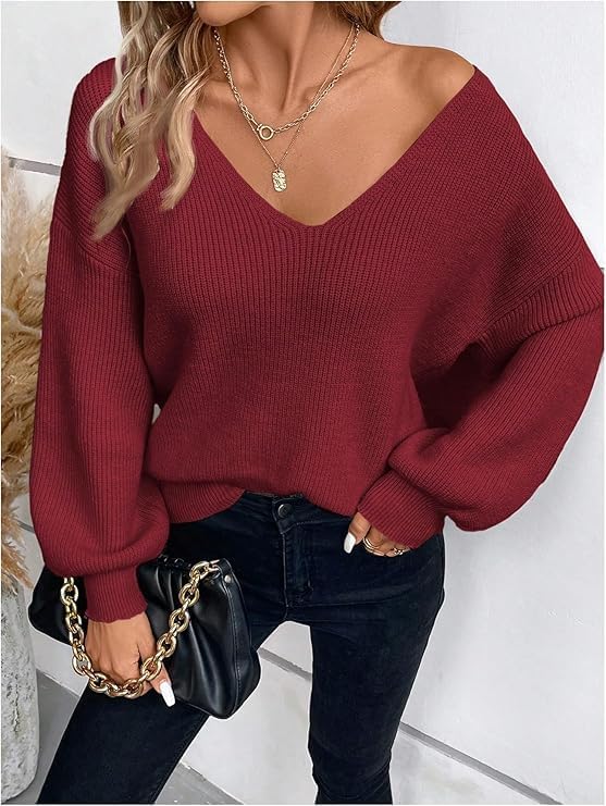 Chvity Christmas Party Sweater Elegant Backless Bow Trendy from Home Cozy Green Sweater - Image 5