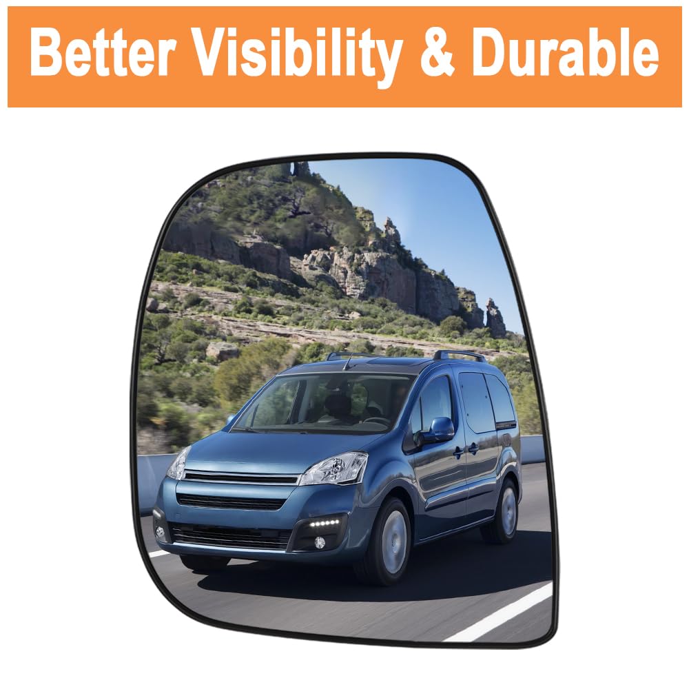 SENZEAL Szkło Lusterka Wstecznego Podgrzewane Strona Kierowcy do Citroen Berlingo Peugeot Partner 2012-2023 1608181280 (Lewa Strona)