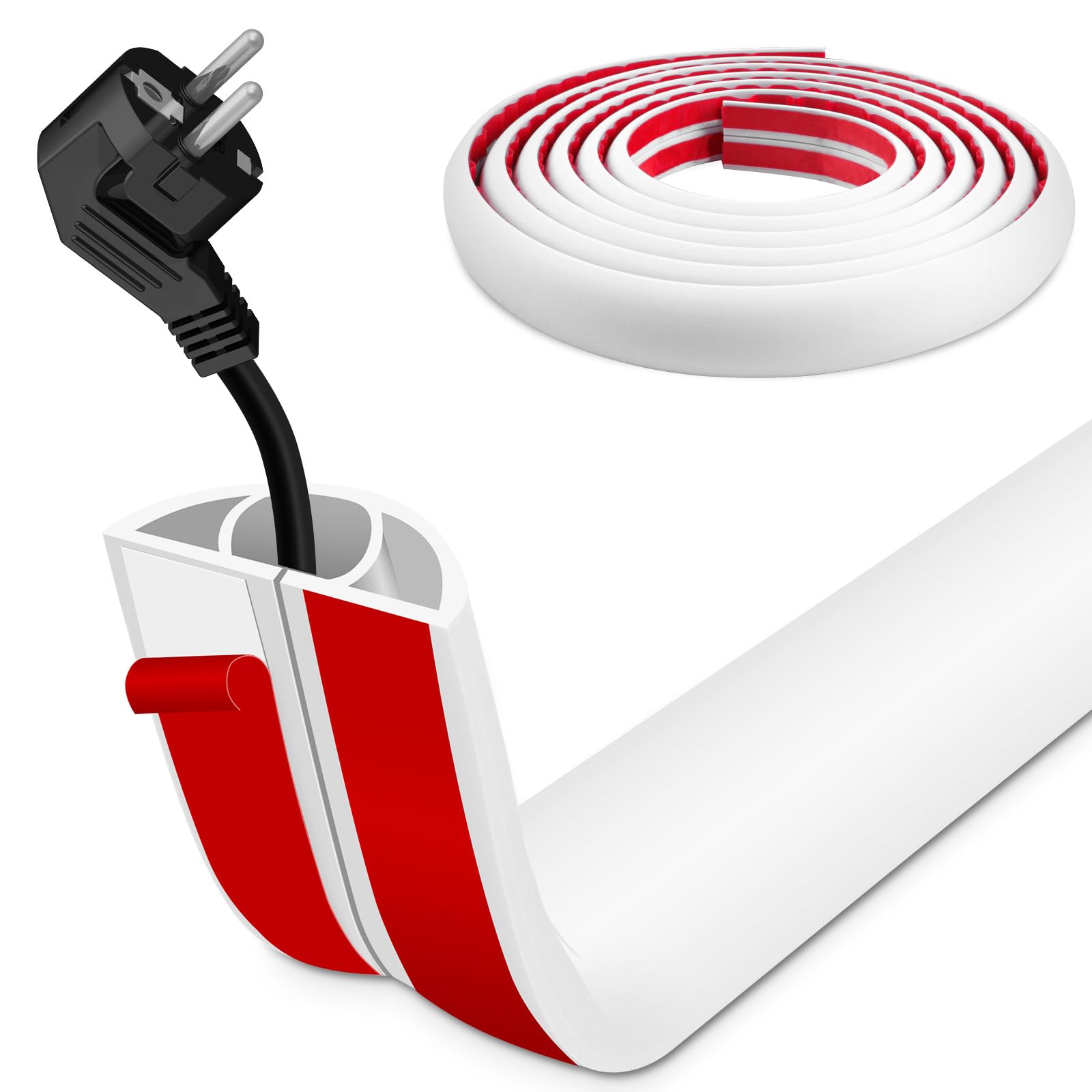 Floor Wire Cover 1m Self Adhesive Cable Floor Protect Cord,Cable Cover to Prevent Trip Hazards, Suitable for Home, Office, Factory, Warehouse and Other Places