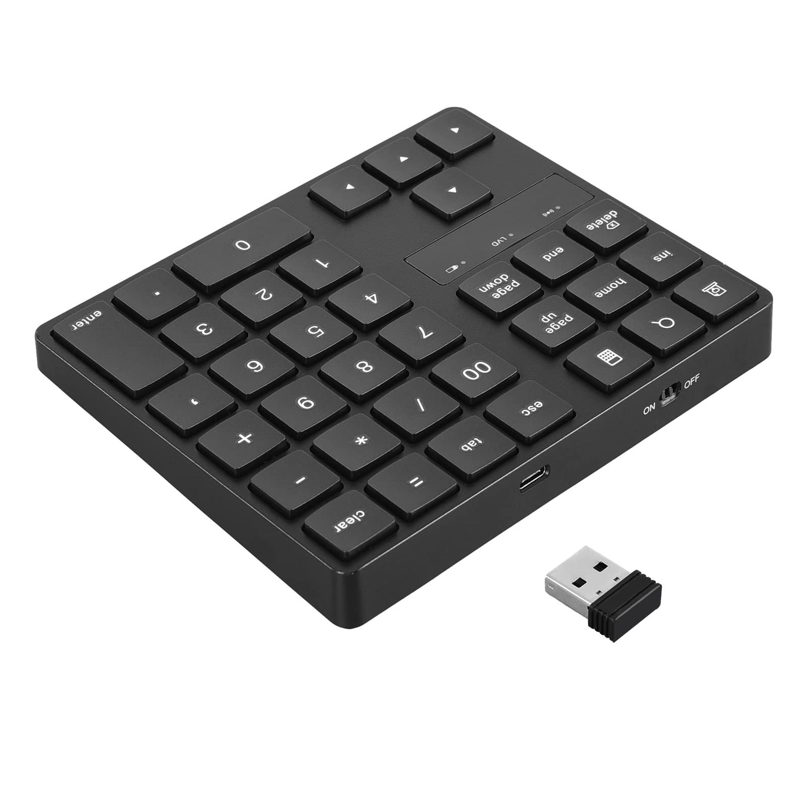RaceGT Wireless Number Pad Keyboard, Numeric Keypad Ultra-Silent Rechargeable 2.4G 35 Keys for Laptop, Desktop, PC, Notebook