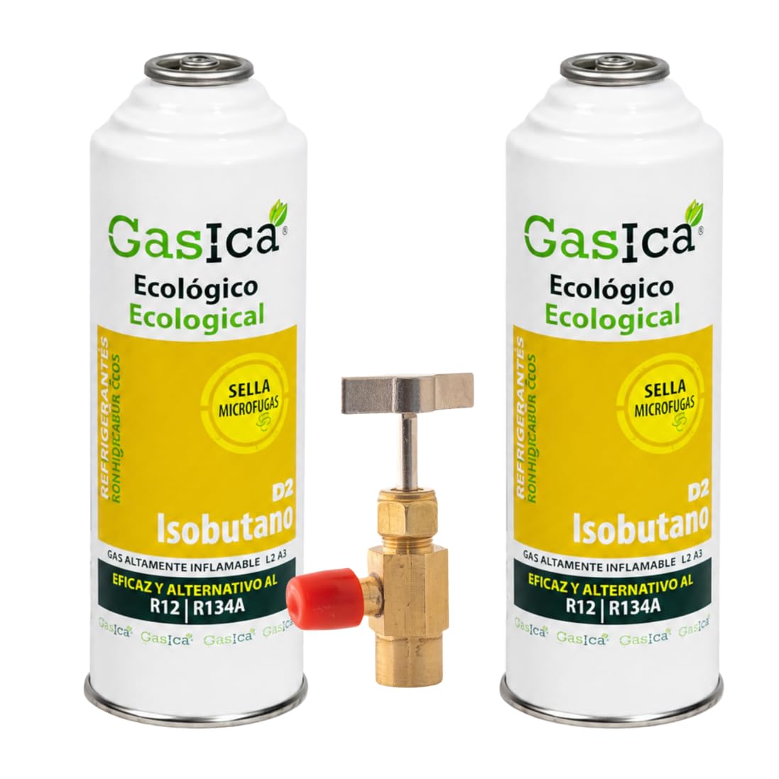 2 bottiglie di refrigerante biologico biologico, sostituto R134A e R12 (226g c/u). Kit di ricarica per aria condizionata automobilistica (A/C Auto) | Valvola di servizio inclusa