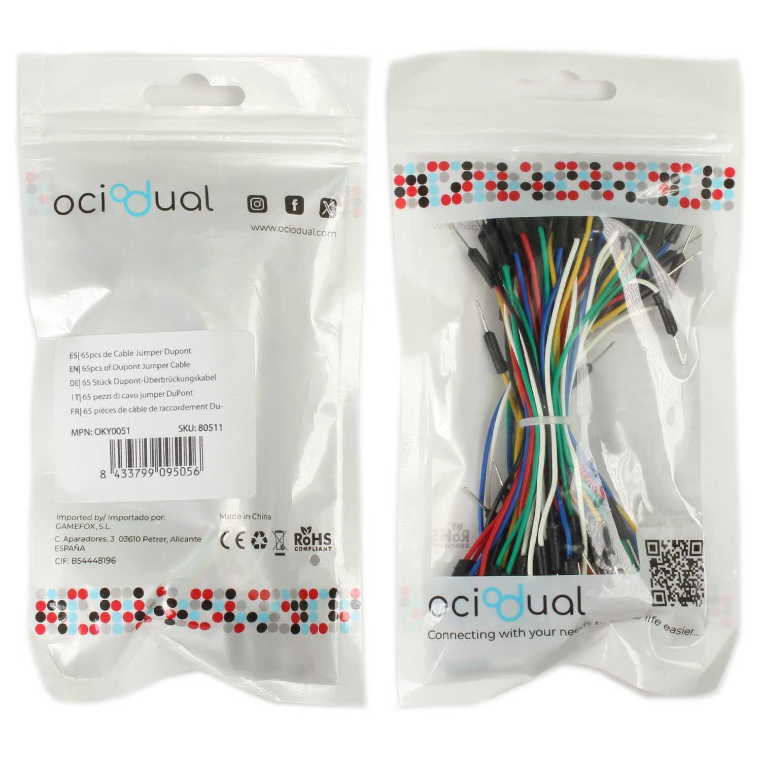 OcioDual 65 x jumperkabel, overbruggingskabel voor protoboardplaten, microcontroller, Pi Breadboard, steekplaten, Jumperpic Arduin Solderless Rasberry OcioDual 65 x jumperkabel, overbruggingskabel voor protoboardplaten, microcontroller, Pi Breadboard, steekplaten, Jumperpic Arduin Solderless Rasberry
