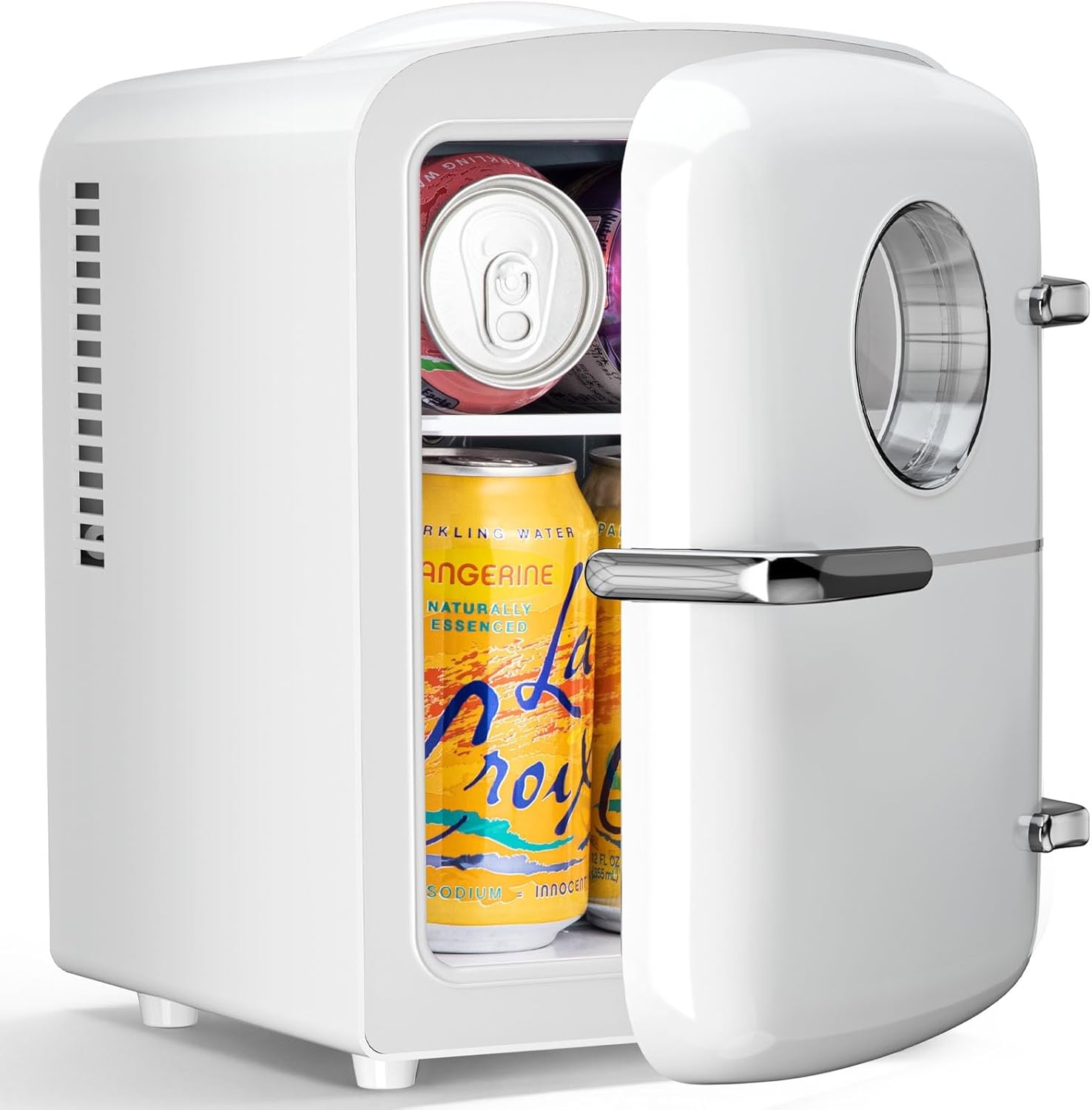 Antarctic Star Compact Mini Fridge, 4L Capacity/6 Cans Portable Cooler and Warmer Compact Refrigerator, for Bedroom,Car,Office and Dorm, Small Cooler and Warmer for Cosmetics, Beverage and Food, Black