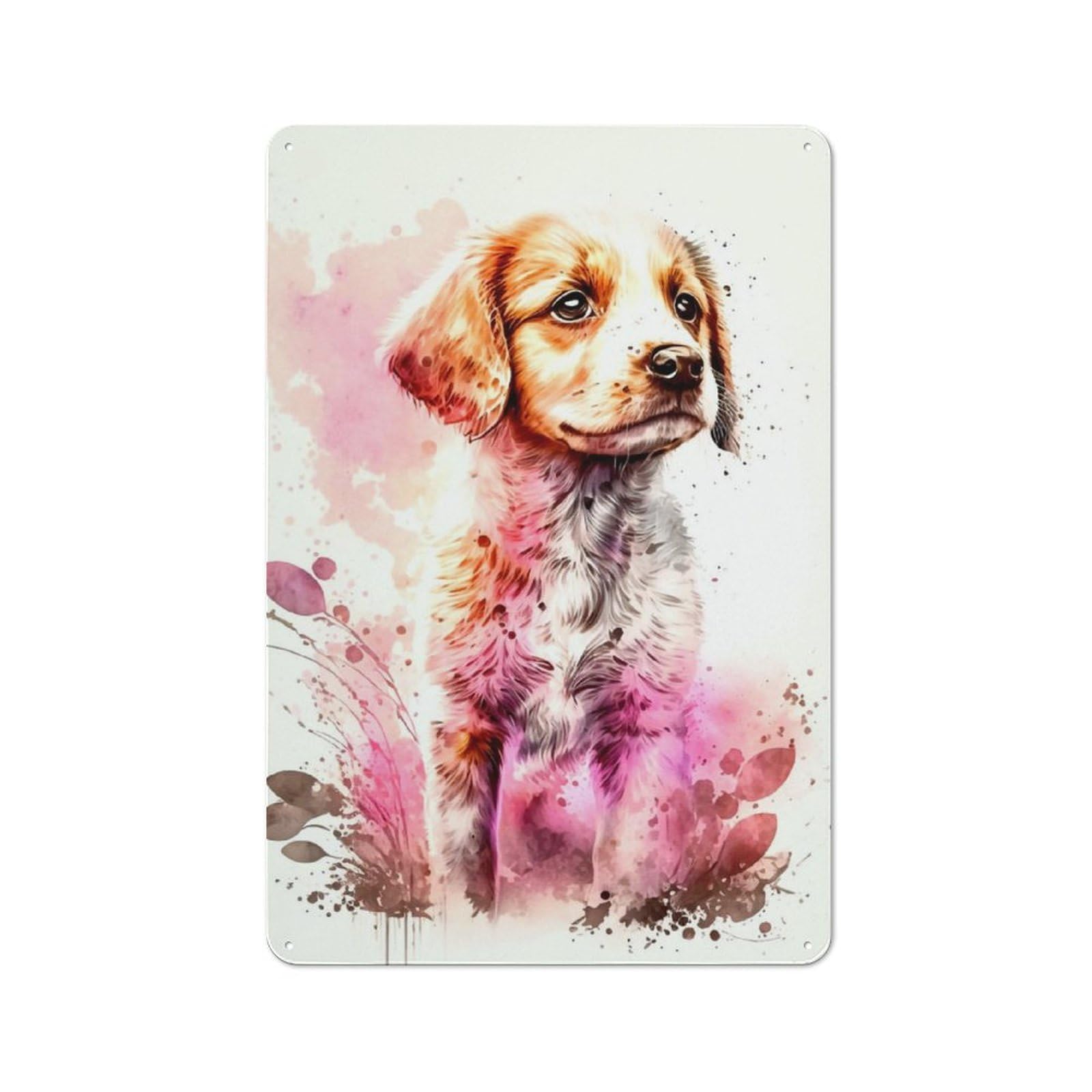 Junmoney Golden Retriever Country Vintage Metal Wall Decor 30X20cm, Country Metal Sign For Kitchen, Cottage, Porch Or Garden Room