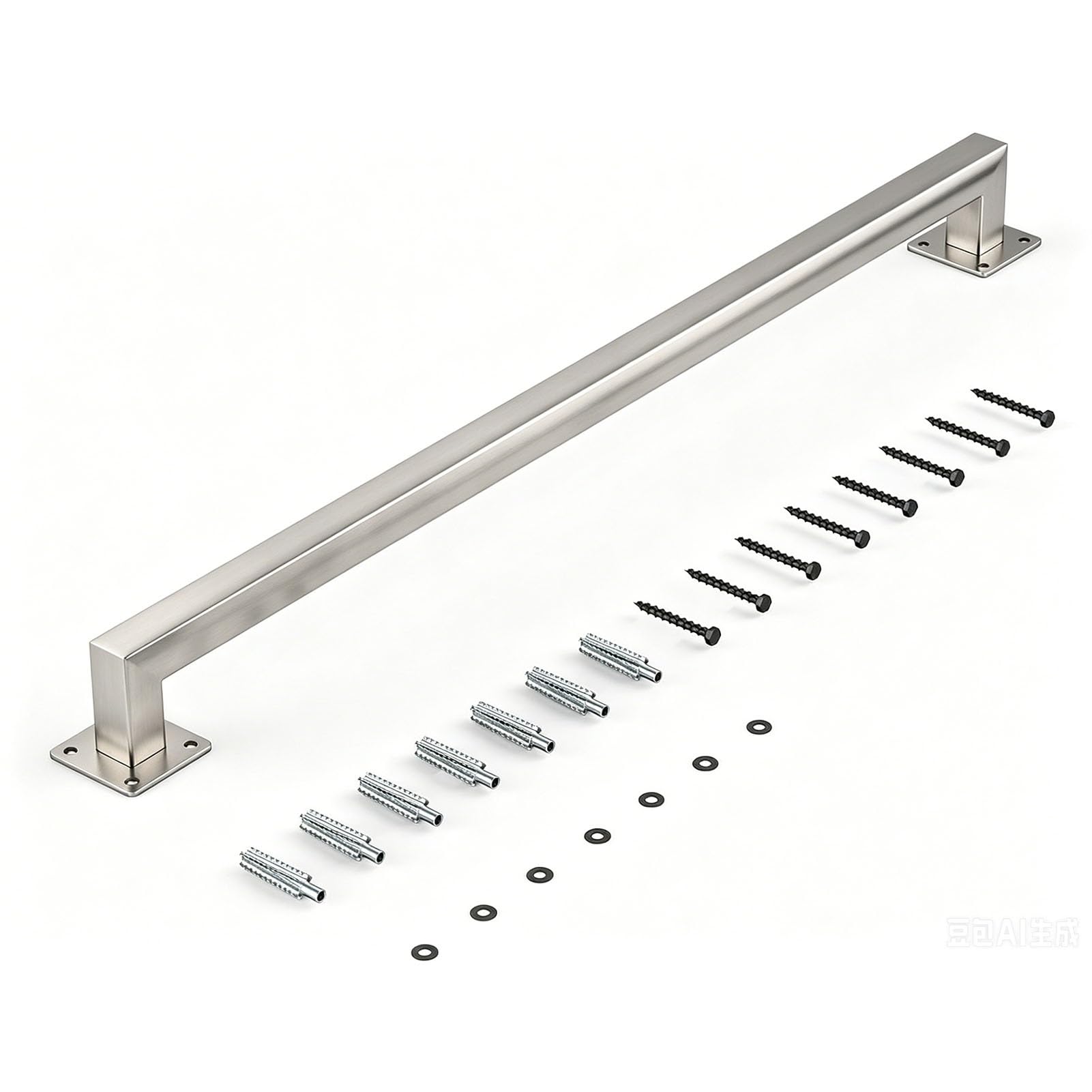 Junvstor Modern Staircase Handrails for Walls, 60cm 80cm 120cm 300cm 420cm Metal Square Pipe Stairway Banister, Safety Grab Bar for Loft Corridor - Stainless Steel Stair Rails(14ft/420cm)