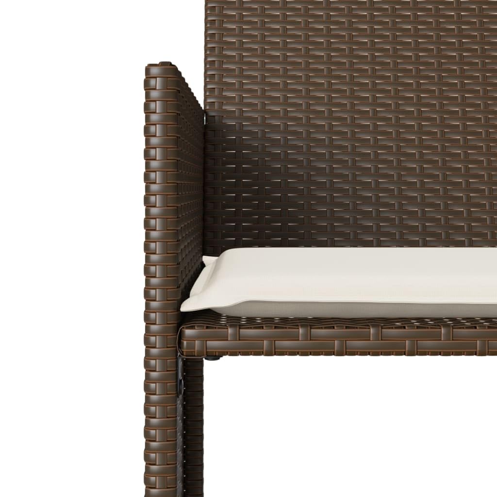 Divano da giardino a 2 posti, marrone, in polyrattan, con tavolo e sgabelli, resistente alle intemperie, per balcone, terrazza, esterni, con comode imbottiture e rivestimento rimovibile