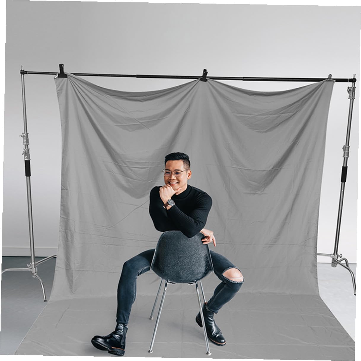 Sfondo Fotografico Grigio Spesso 3x2m, Sfondo per Fotografia e Decorazione Casa, Telo Lavabile e Resistente per Allestimenti Scenici e Riprese Studio