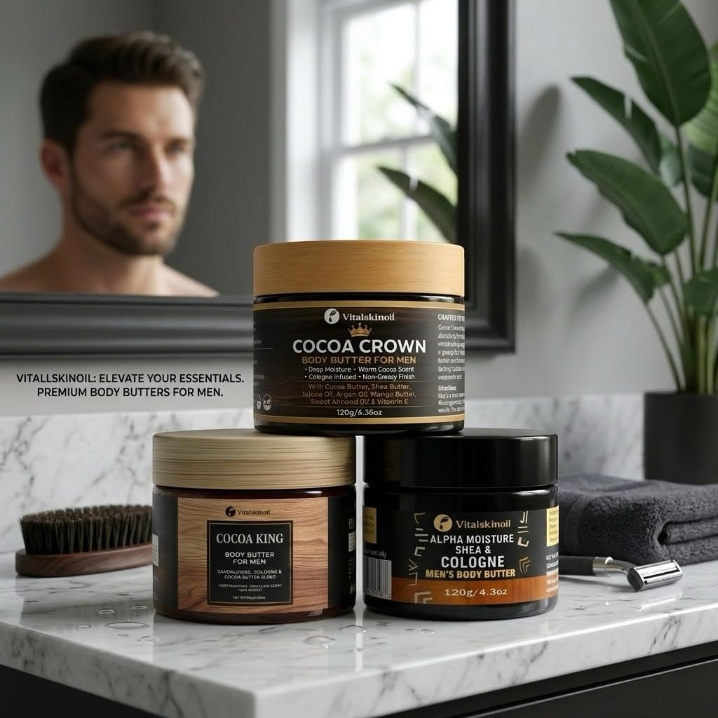 Body Butter For Men - Cocoa and Shea Body Butter Bundle for All Skin Types