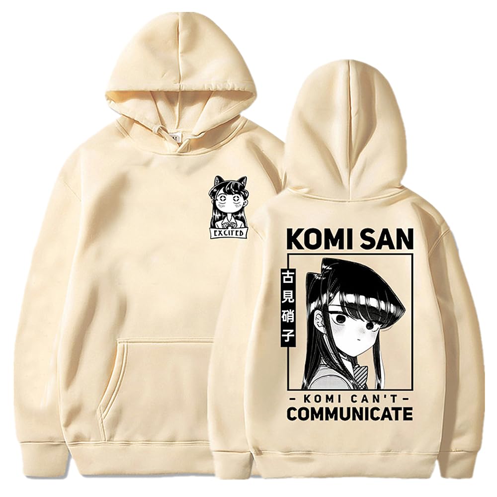 Charous Unisex Khaki Anime Komi Can't Communicate Cosplay Komi Shouko Thicken Cartoon Print Hoodie Sweatshirts Used For Manga Fans