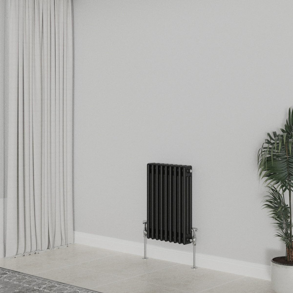 WarmeHaus Traditional Radiator Black Horizontal Triple Column Cast Iron Radiators Central Heating 600x427mm