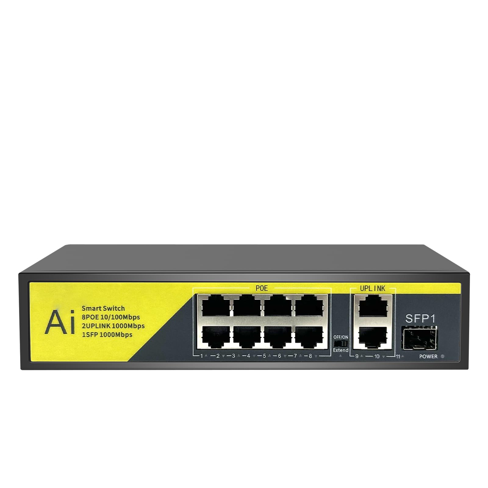 【1000 Mbps】 Hiseeu PoE Switch w/8 PoE+ Ports 2 Ethernet Uplink Ports, 802.3 af/at, 100Mbps, Unmanaged Plug & Play, 120W, AI Watchdog, 250m (820 FT), Noiseless/ Compact & Sturdy Metal Case/ Desktop